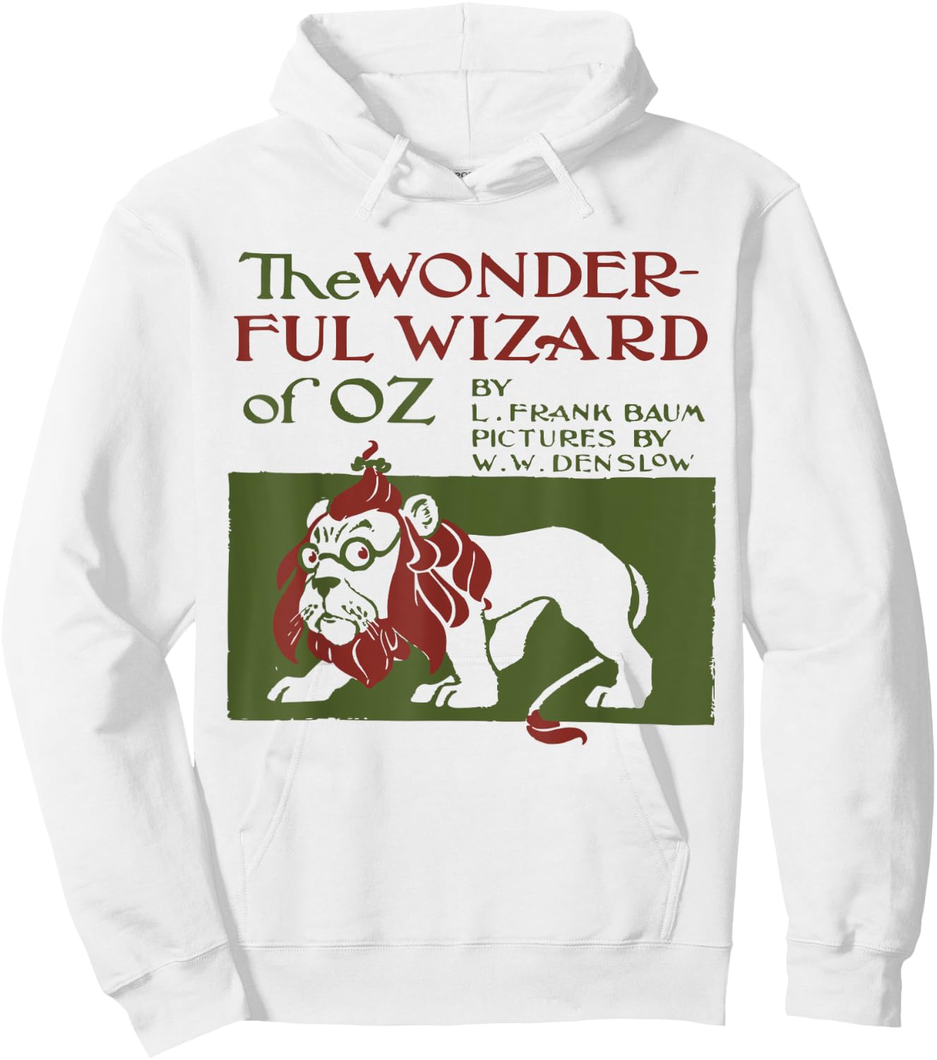 Vintage Classic Book Cover Wizard of Oz, Cowardly Brave Lion Hoodie - Hoodie | White