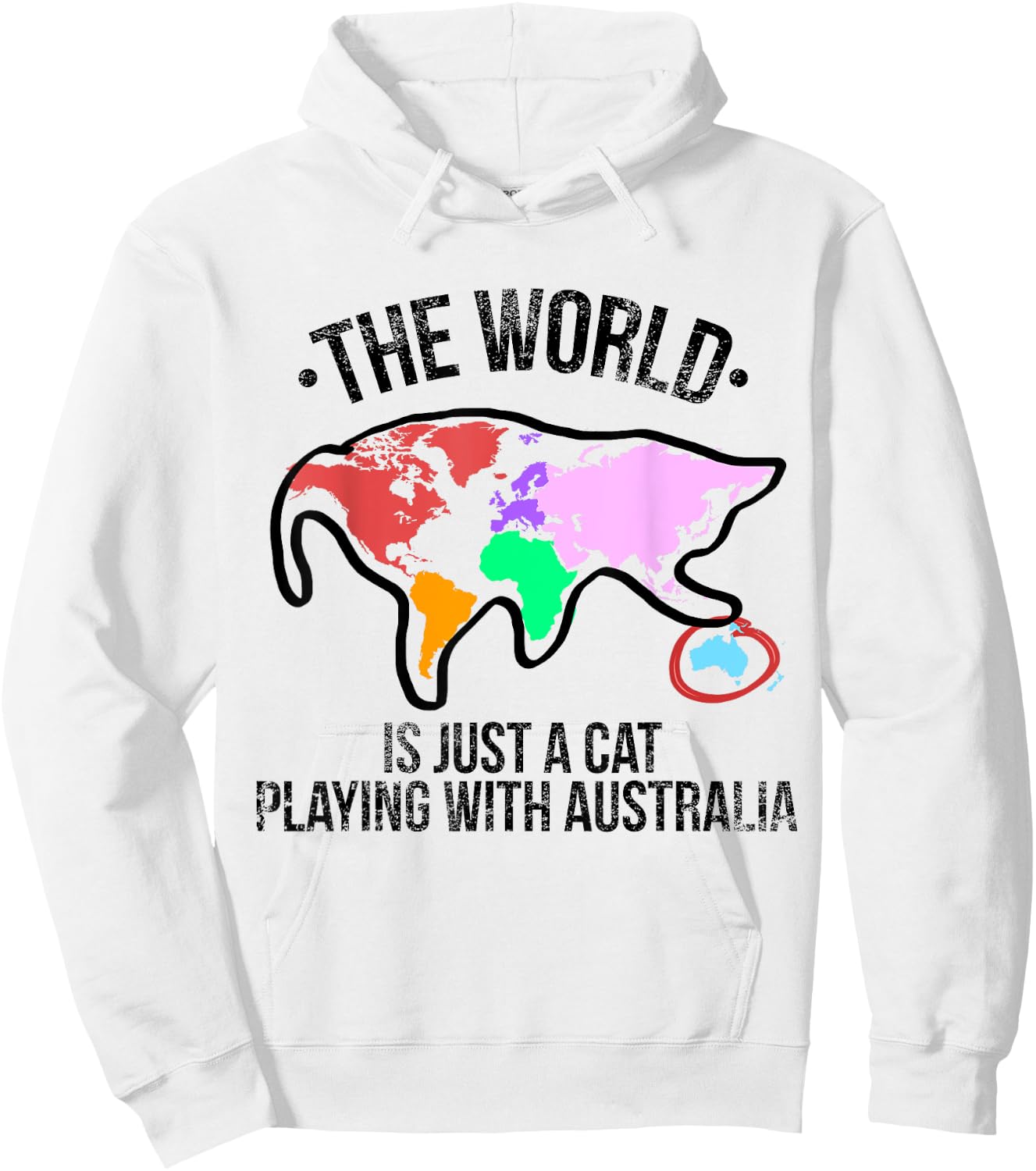 The World Is A Cat Playing With Australia Short Sleeve Hoodie - Hoodie | White
