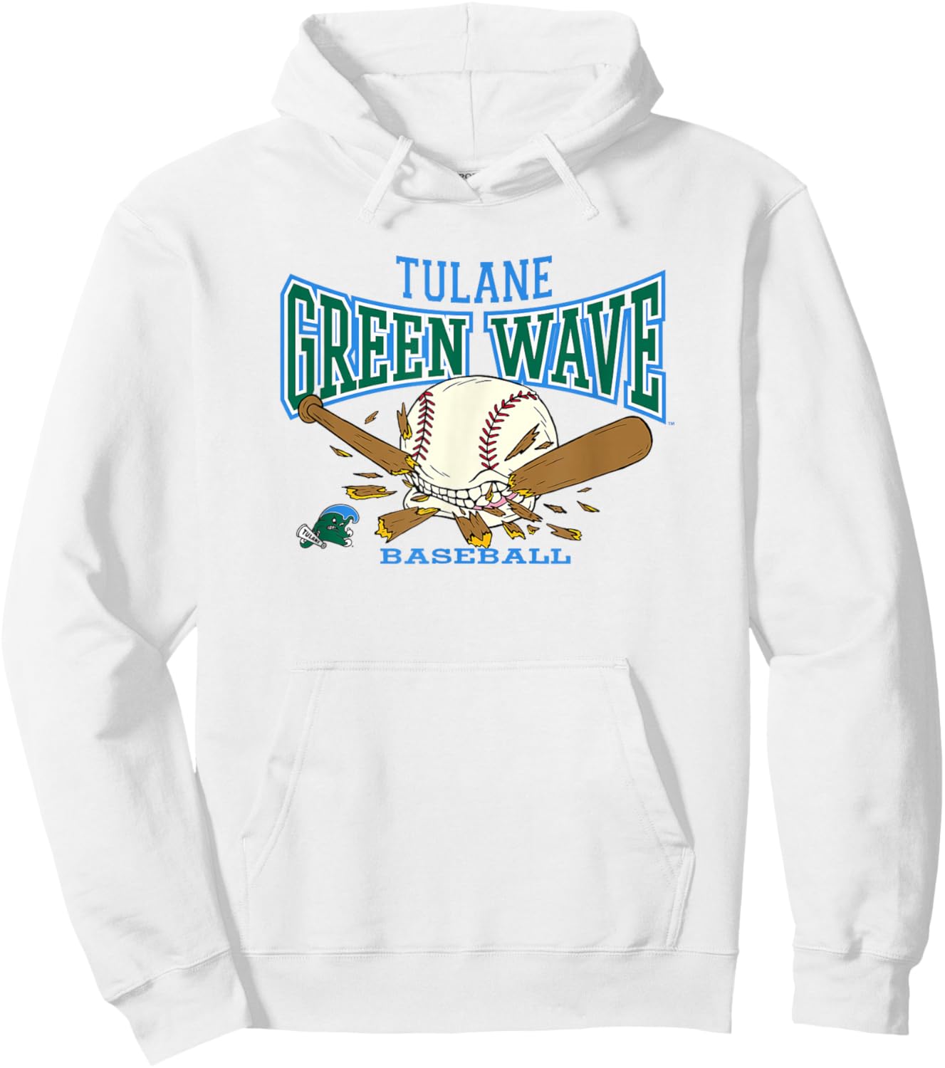 Tulane Green Wave Baseball Bite Gray Officially Licensed Hoodie - Hoodie | White