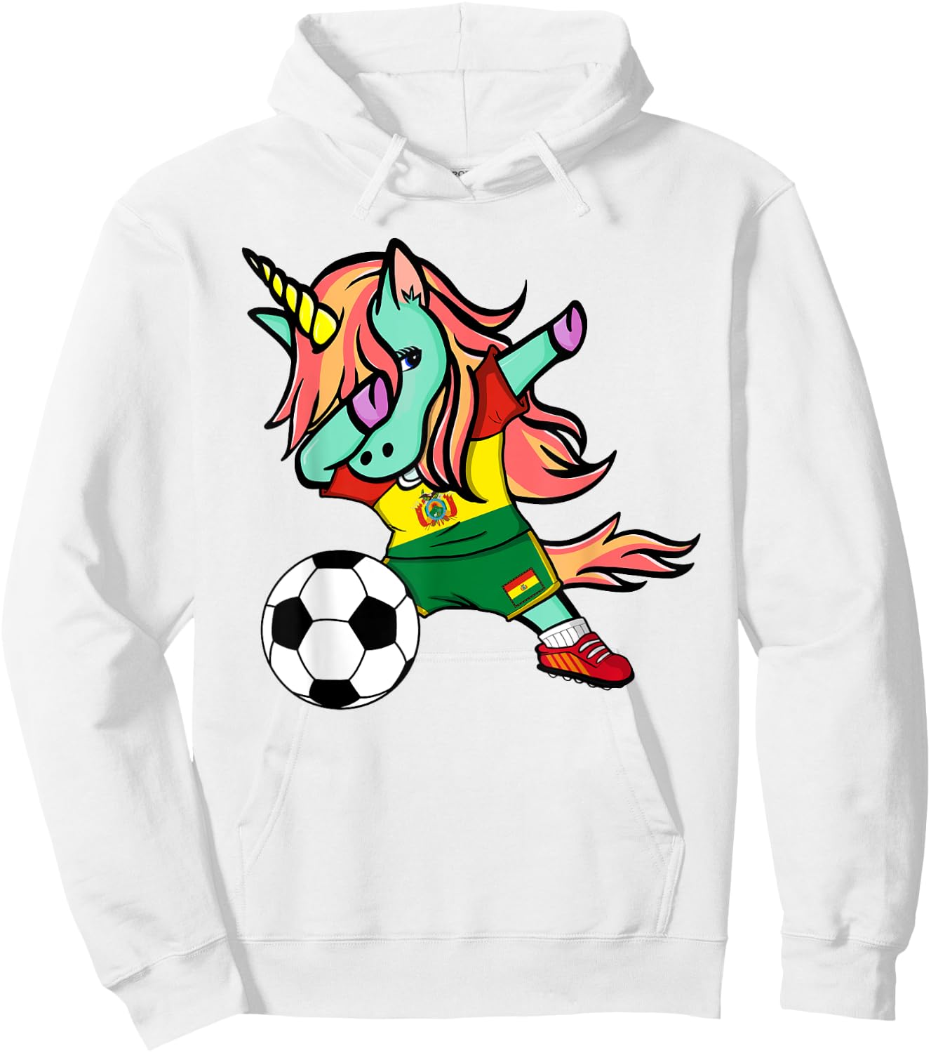 Unicorn Dab Bolivia Soccer Jersey Bolivian Football Lover Hoodie - Hoodie | White