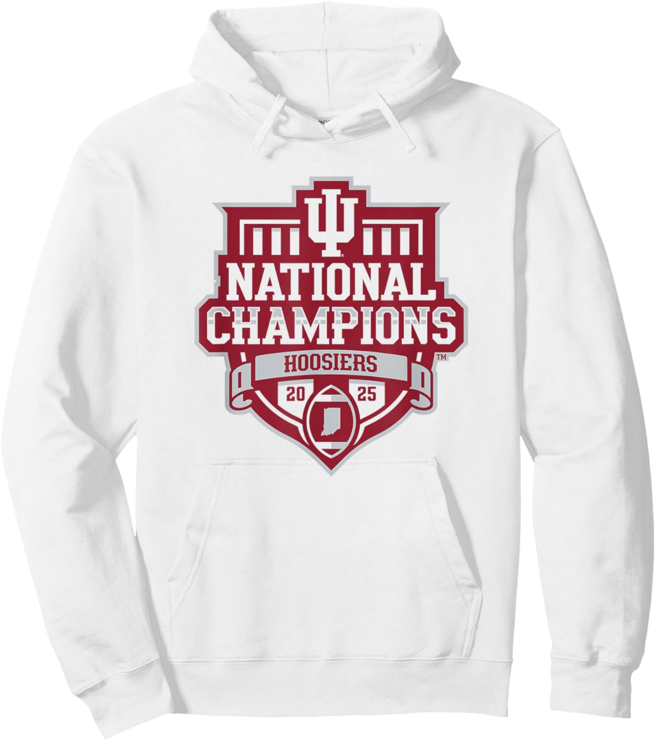 Indiana Hoosiers National Champs 2025 Football Official Logo Hoodie - Hoodie | White