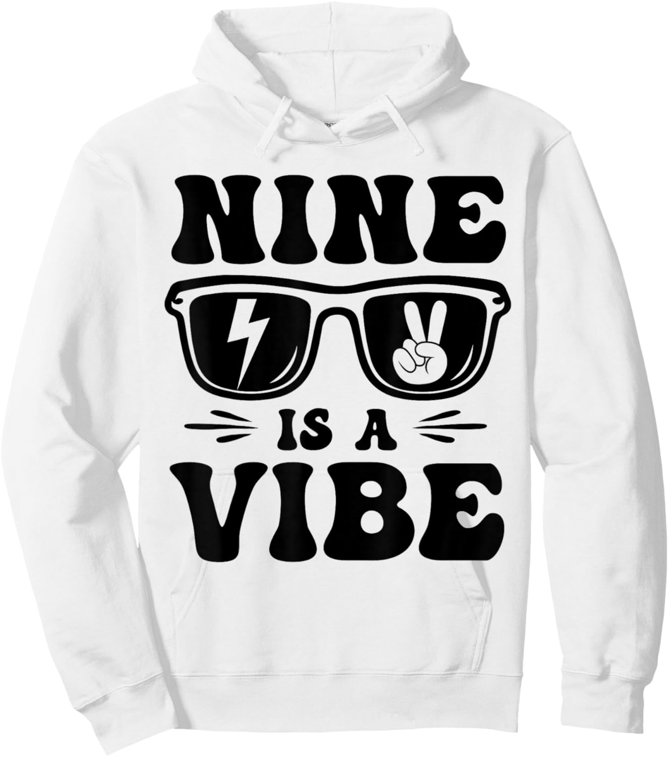 Nine is a Vibe 9th Birthday Groovy Boys Girls 9 Years Old Hoodie - Hoodie | White