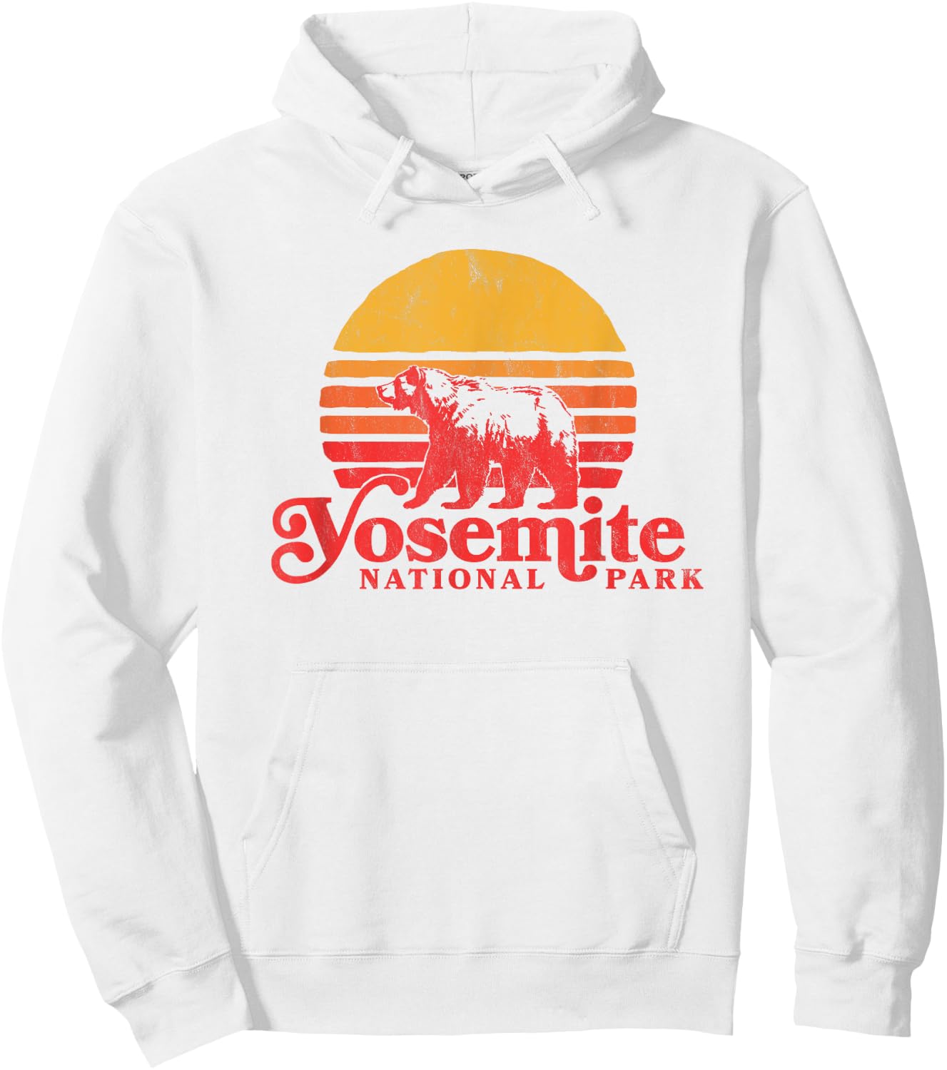 Retro Yosemite National Park Shirt - Bear & Vintage Sun Hoodie - Hoodie | White