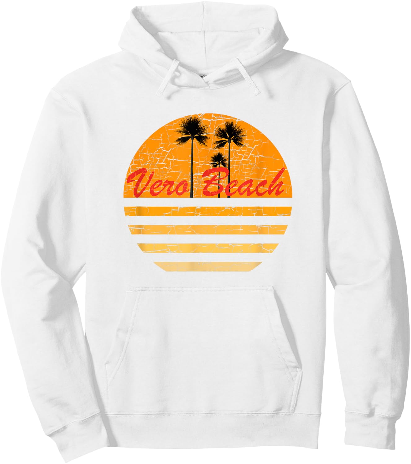 Vero Beach, FL Vintage Retro 70s Throwback Surf Men Women Hoodie - Hoodie | White
