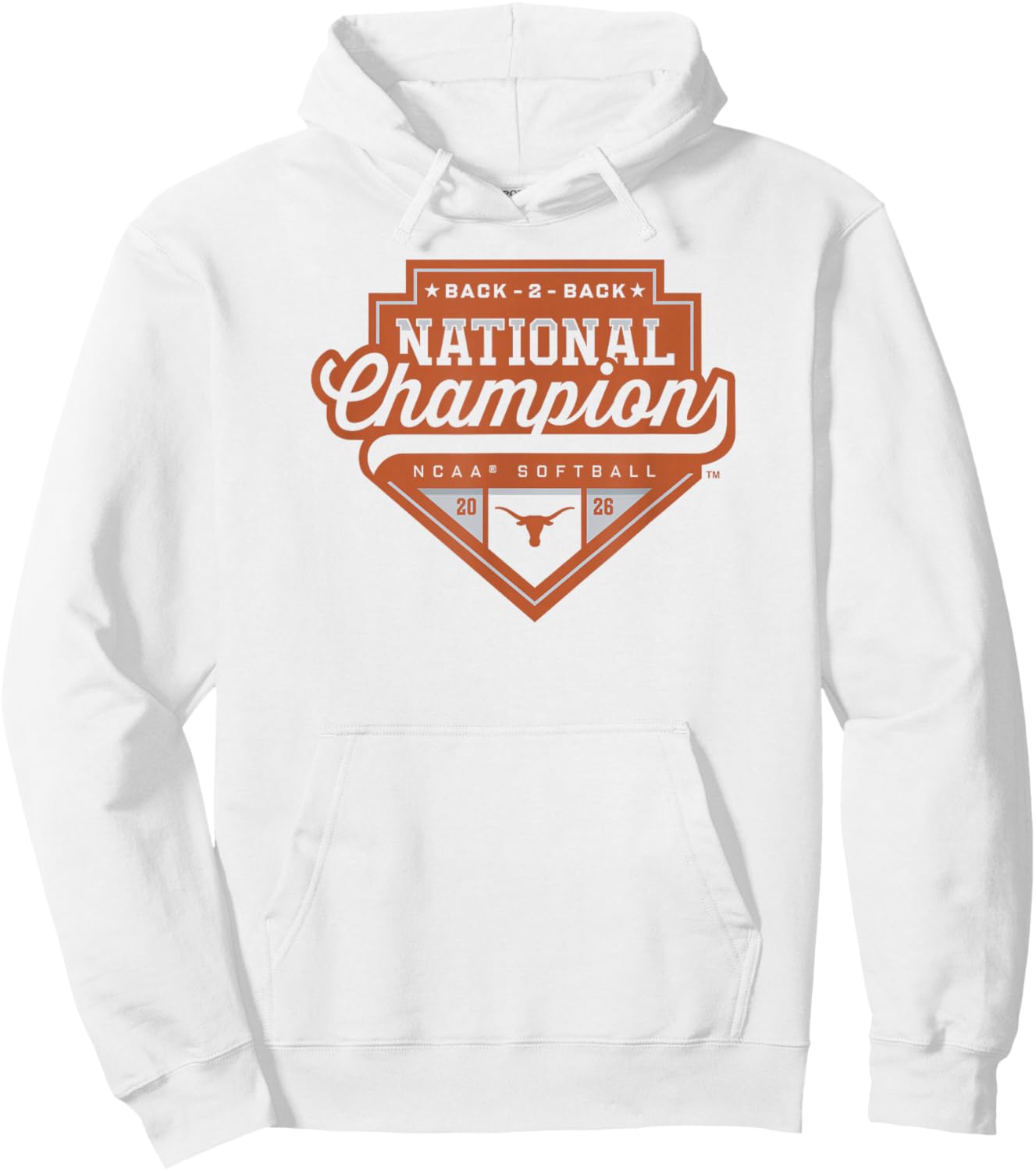 Texas Longhorns National Champs 2026 Softball WCWS Logo Hoodie - Hoodie | White