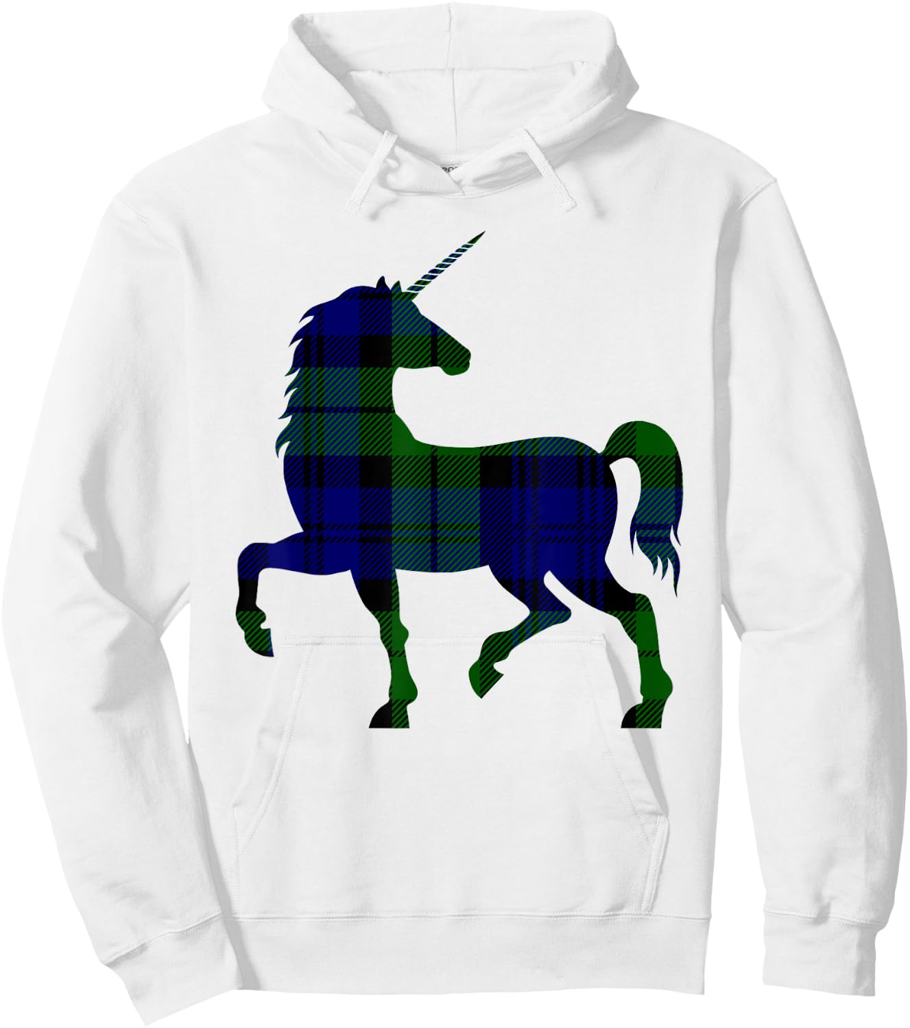 Black Watch Plaid Unicorn Scottish Pride Tartan Hoodie - Hoodie | White
