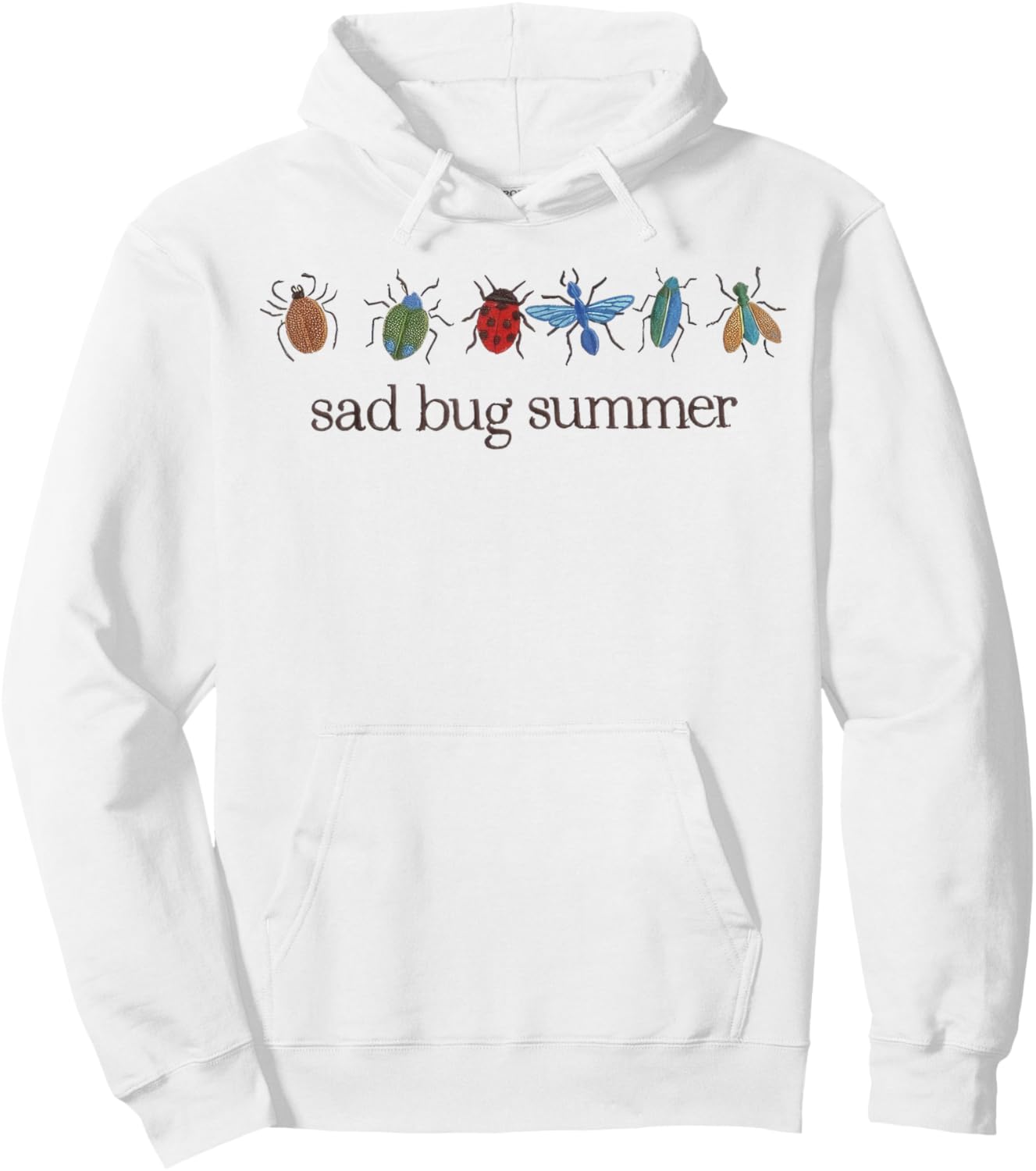 Sad Bug Summer Funny Insect Inspired Indie Aesthetic Hoodie - Hoodie | White