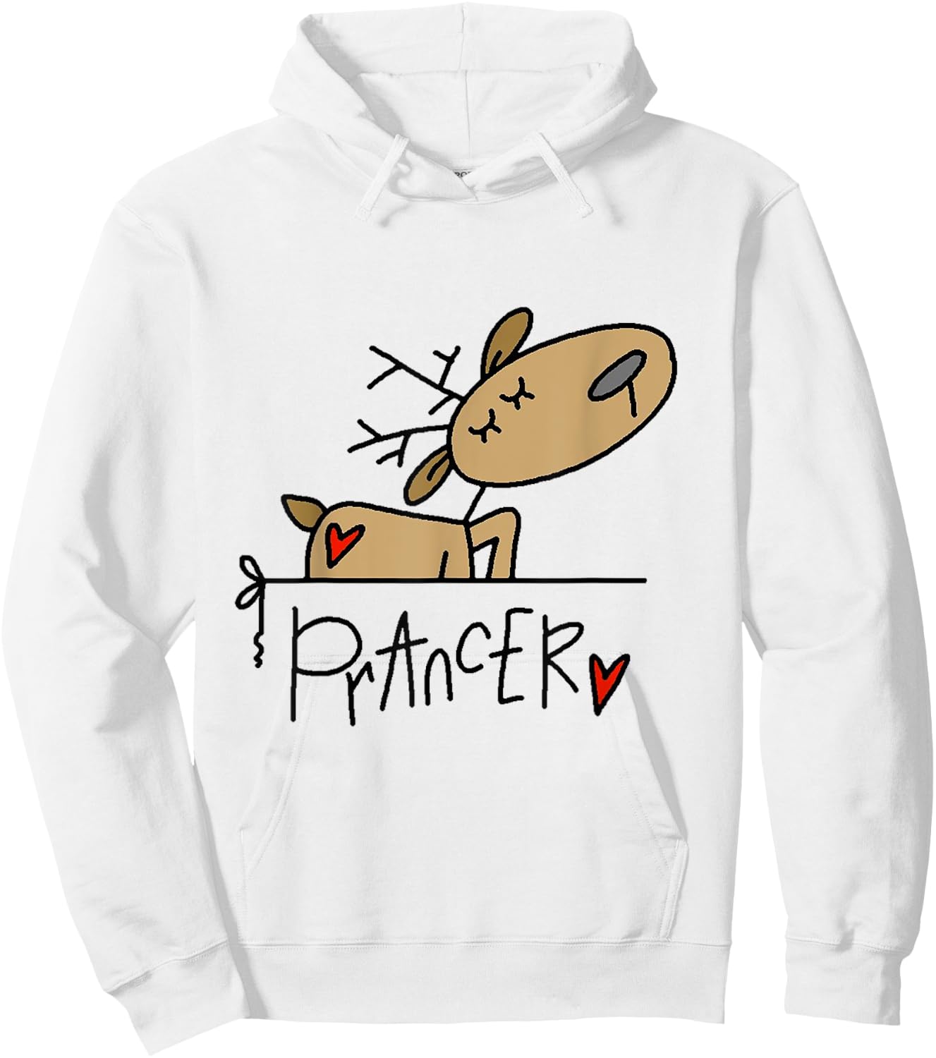 Funny Prancer Reindeer Christmas Holiday Hoodie - Hoodie | White
