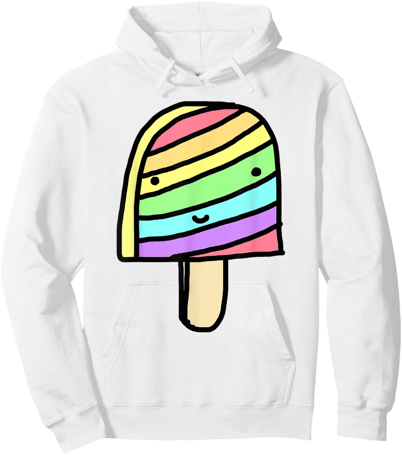 Funny and Cute Rainbow Popsicle Ice Cream for Kids Hoodie - Hoodie | White