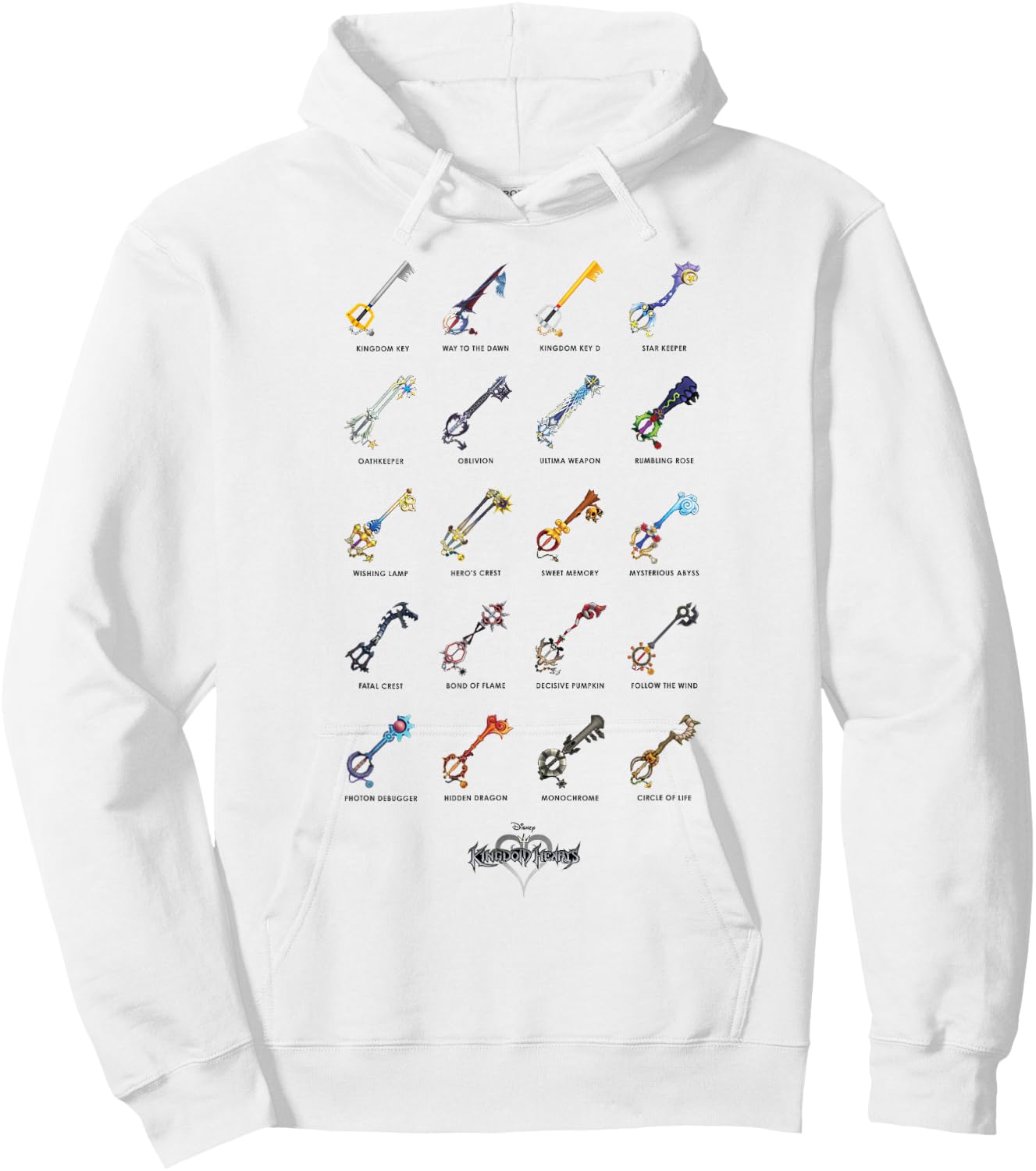 Disney Kingdom Hearts Keyblades with Names Hoodie - Hoodie | White