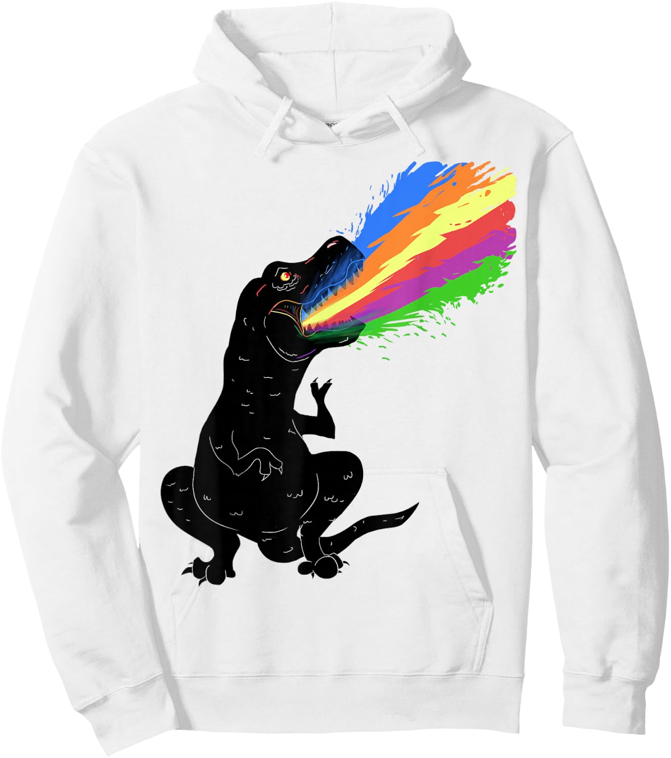 Tyrannosaurus Rex Shooting Rainbow Laser, Dinosaur Hoodie - Hoodie | White