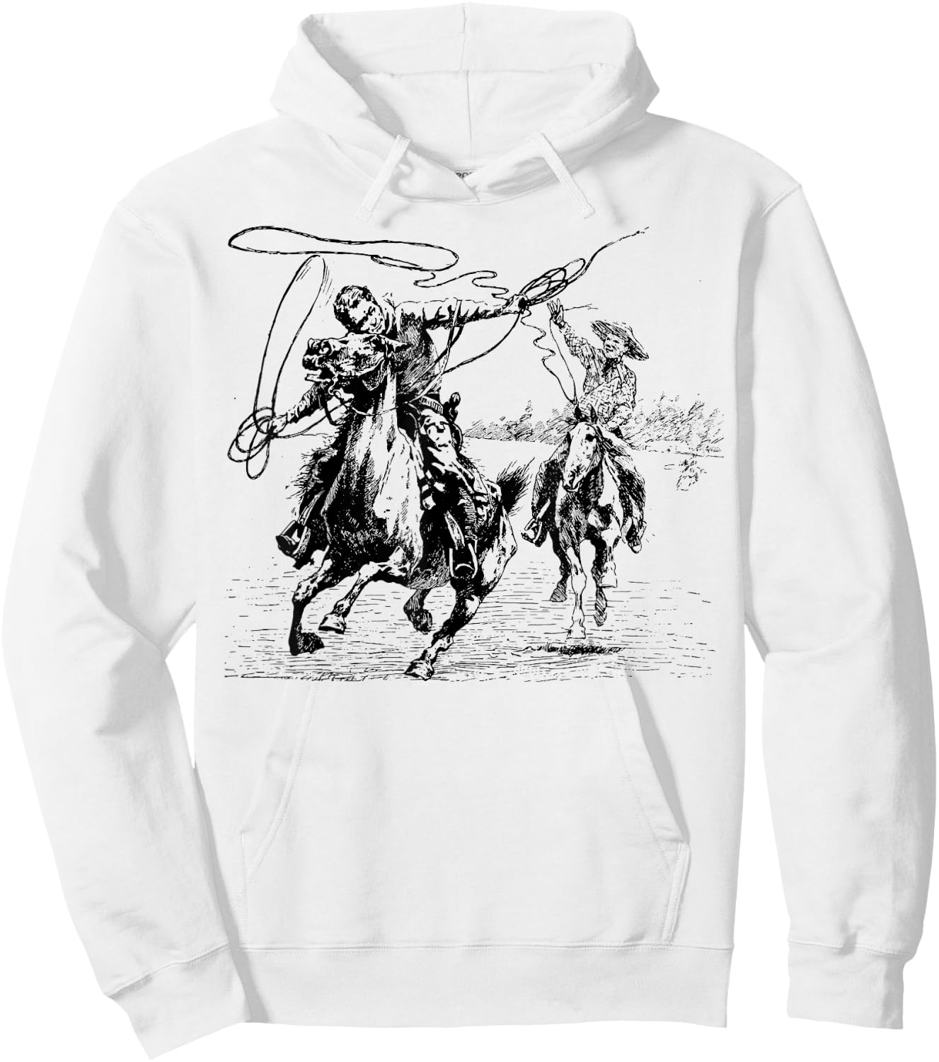 Cowboy Rodeo Cow Horse Yeehaw Novelty Vintage Retro Hoodie - Hoodie | White