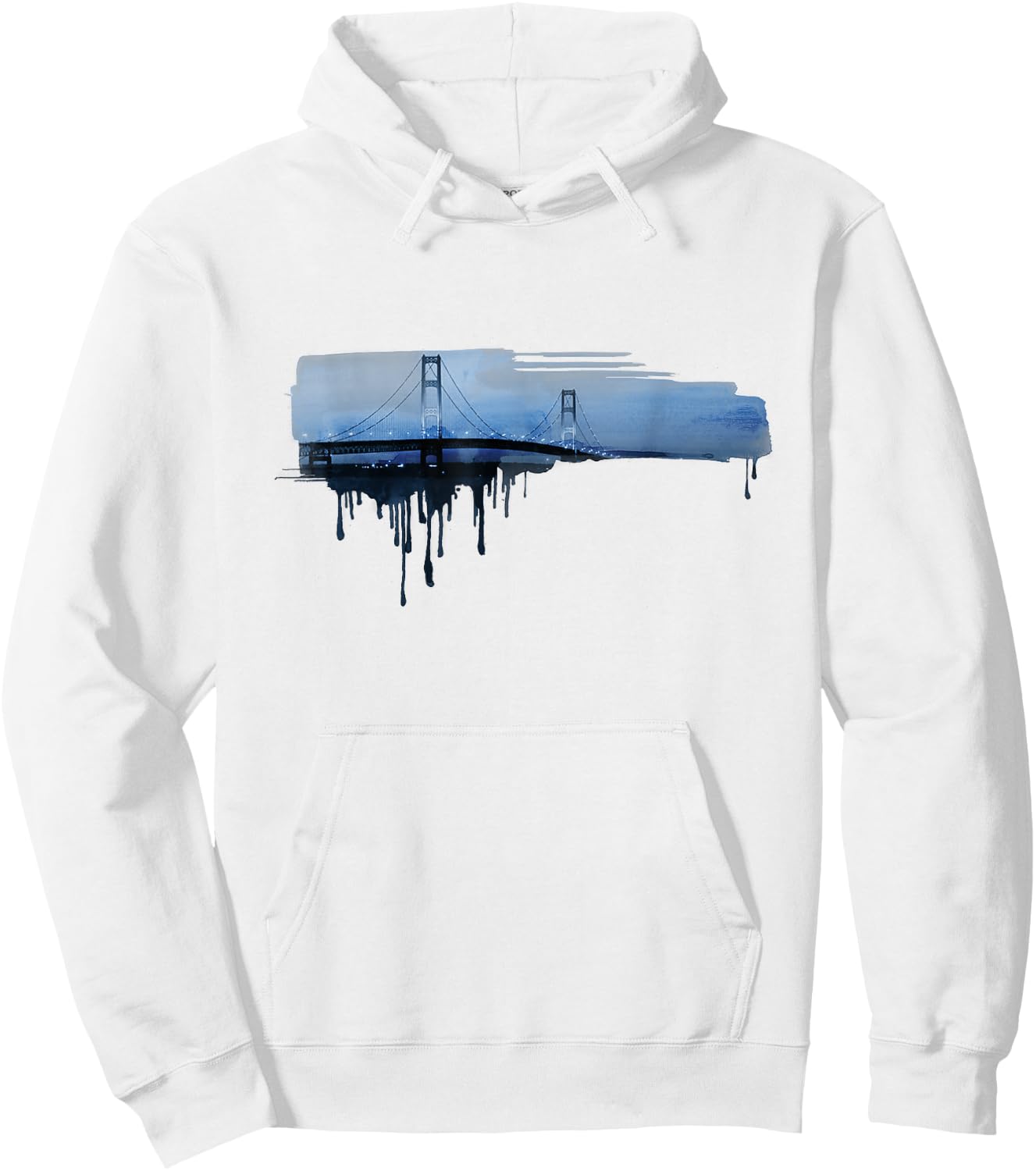 Mackinac Bridge Michigan Relaxed Fit Hoodie - Hoodie | White