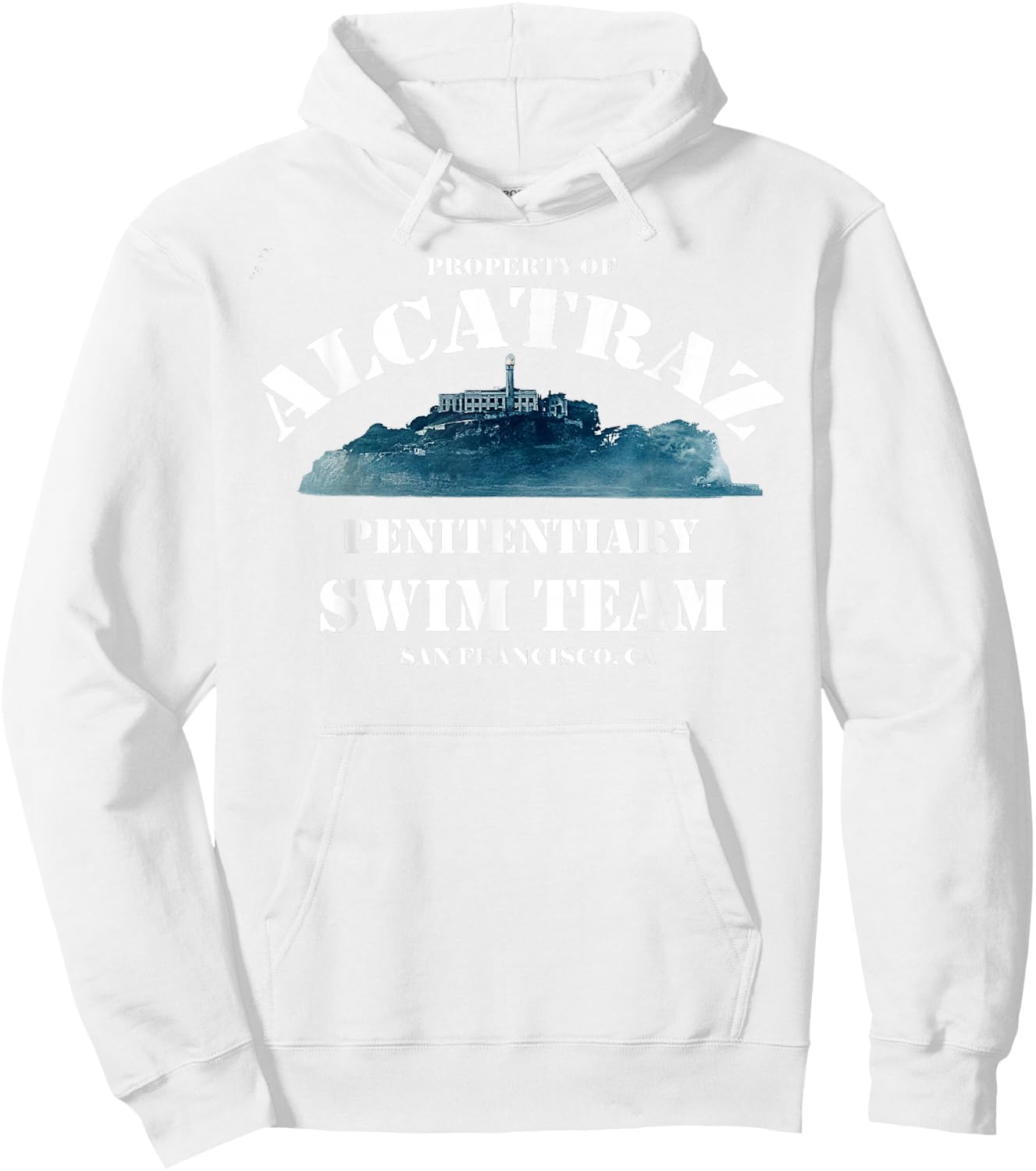 Alcatraz Swim Team, Funny T Shirt Hoodie - Hoodie | White