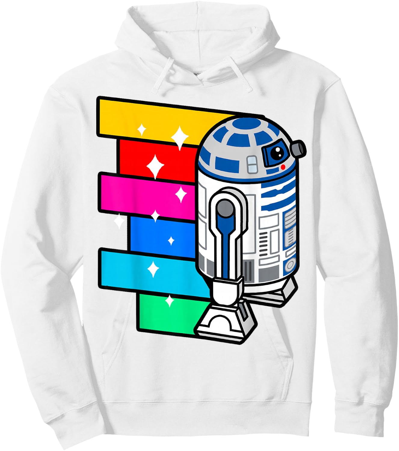 Star Wars R2-D2 Rainbow Roll Cartoon Graphic Hoodie - Hoodie | White