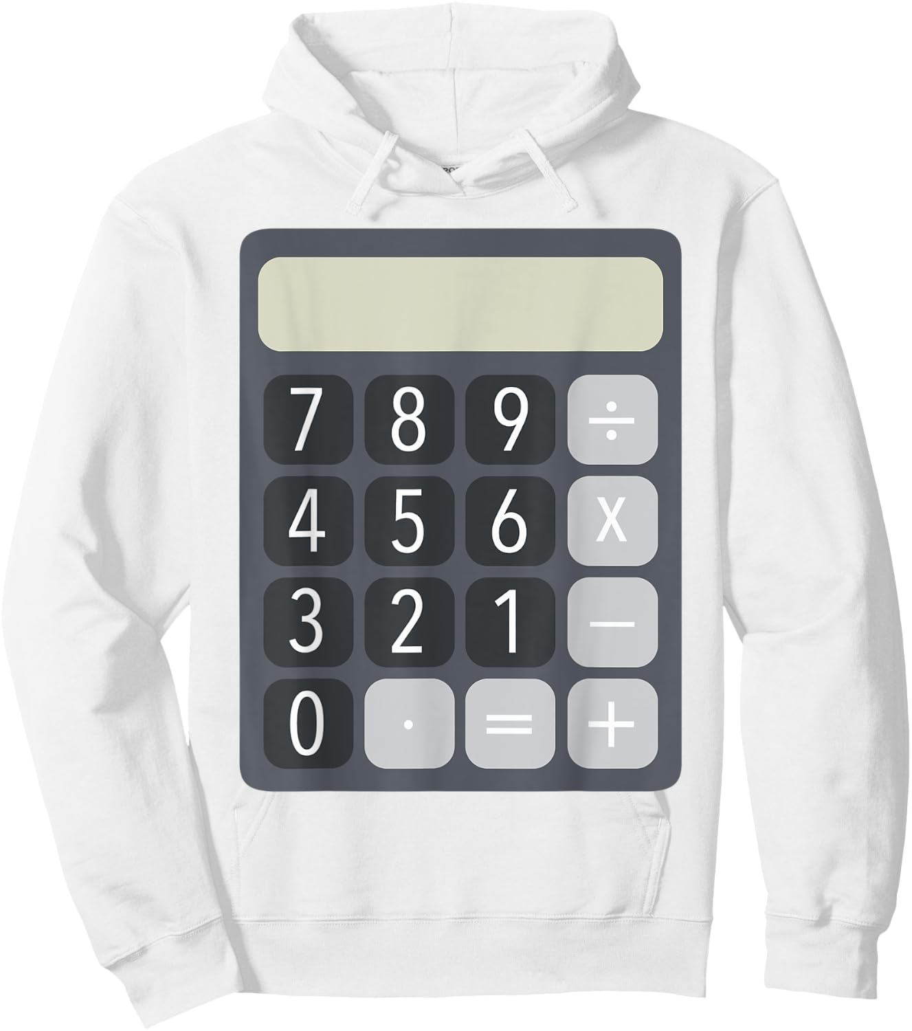 HalloAndWeenCostumes Adult Calculator Costume , Grey, XL, Short Sleeve, Classic Fit, Pull On, Halloween, Costume Party Hoodie - Hoodie | White