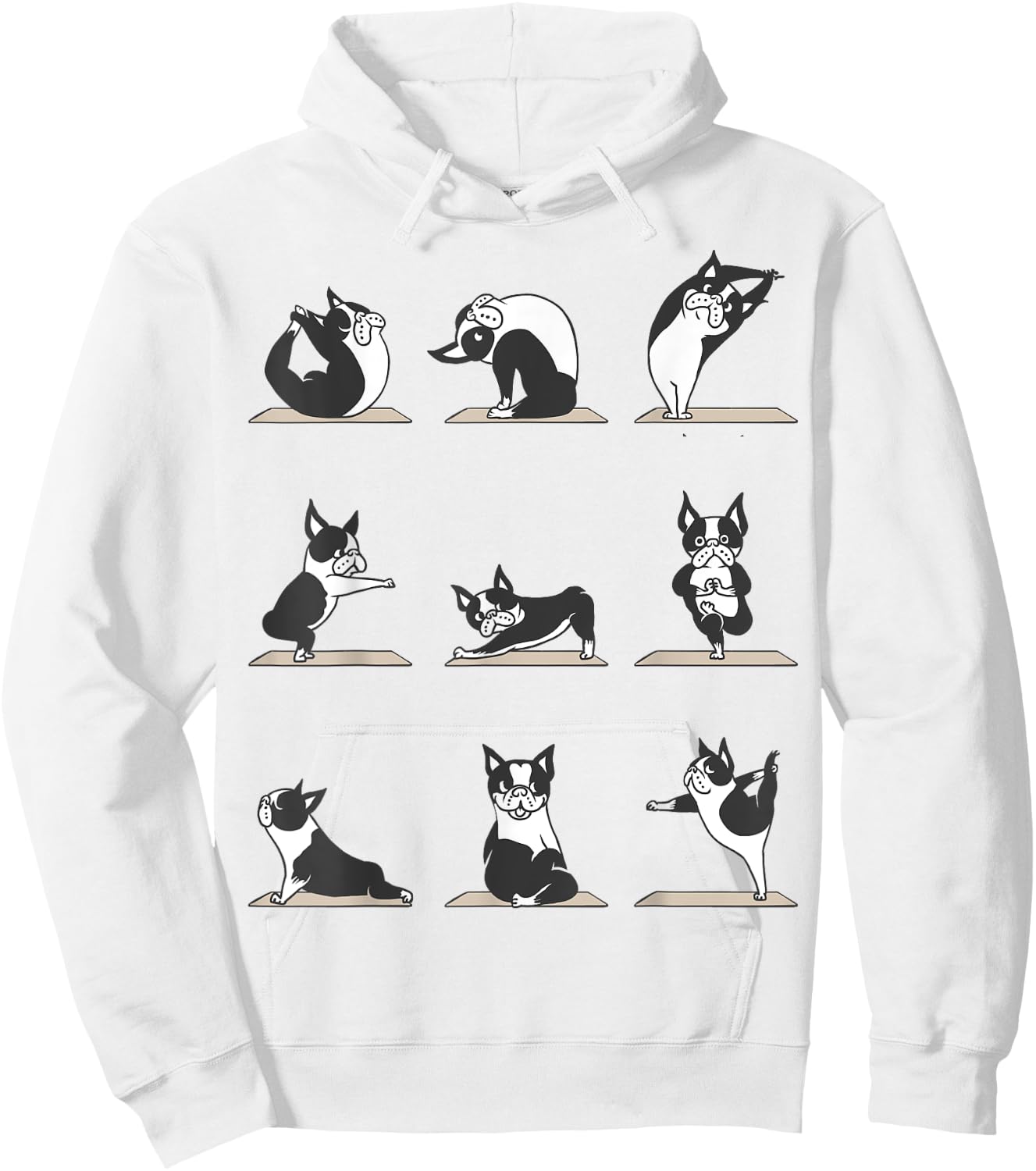 Boston Terriers Yoga Asana Pose Meditation Funny Hoodie - Hoodie | White