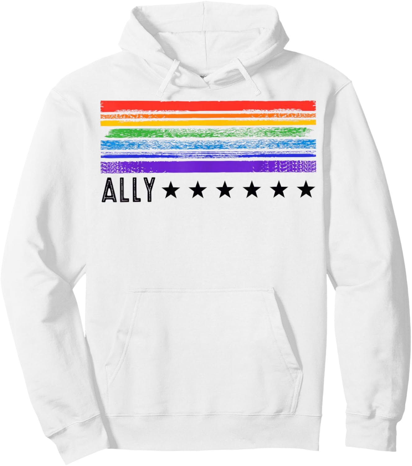Retro LGBTQ Ally Pride Month Rainbow Stars LGBT Flag Hoodie - Hoodie | White
