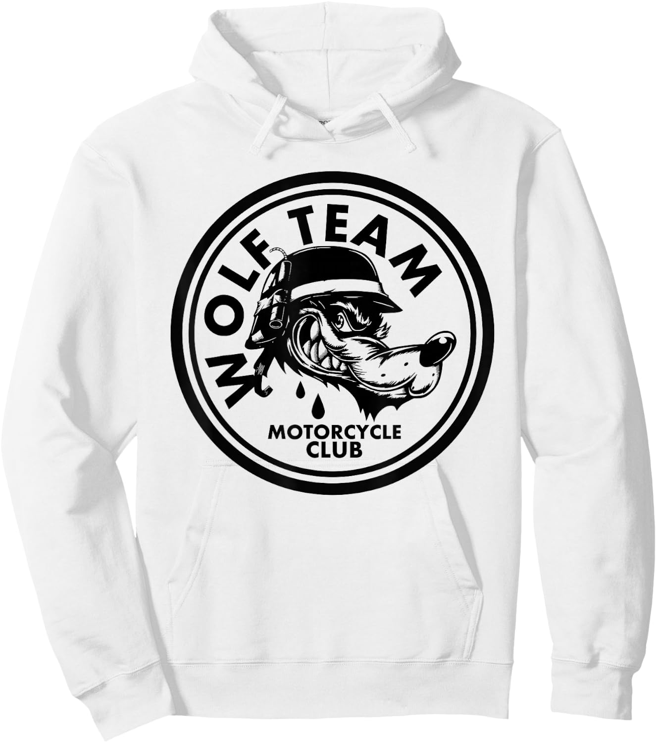 Motorcycle Club with Wolf Design Artwork Hoodie - Hoodie | White