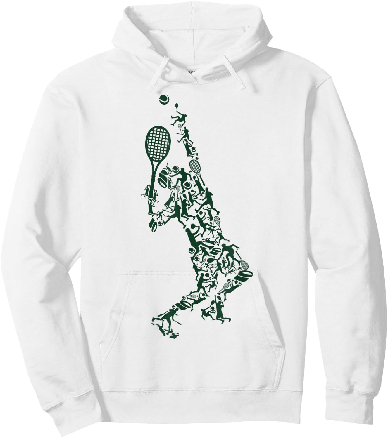 Tennis T Shirt - Player Positions Balls Racket in drawing Hoodie - Hoodie | White