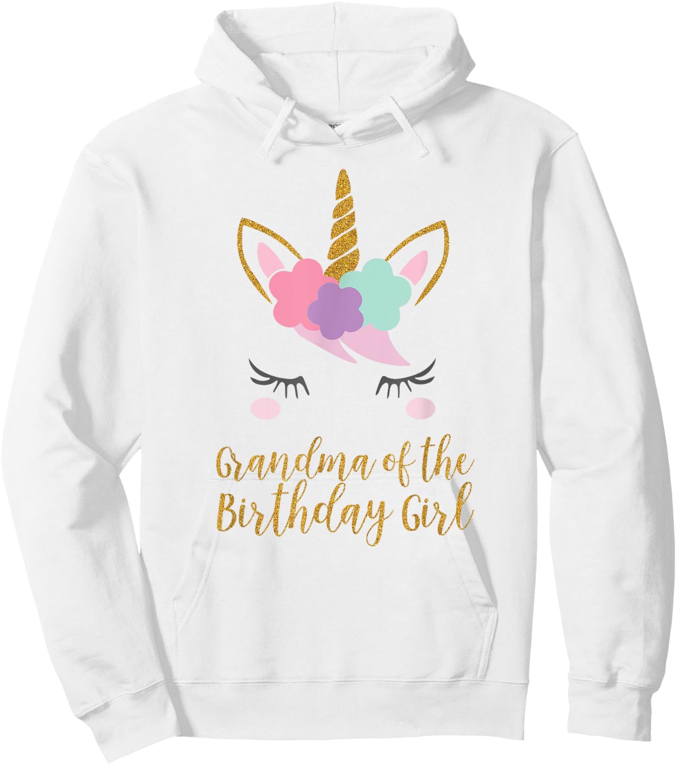 Cute Unicorn Grandma Shirt, Grandma of the Birthday Girl Hoodie - Hoodie | White