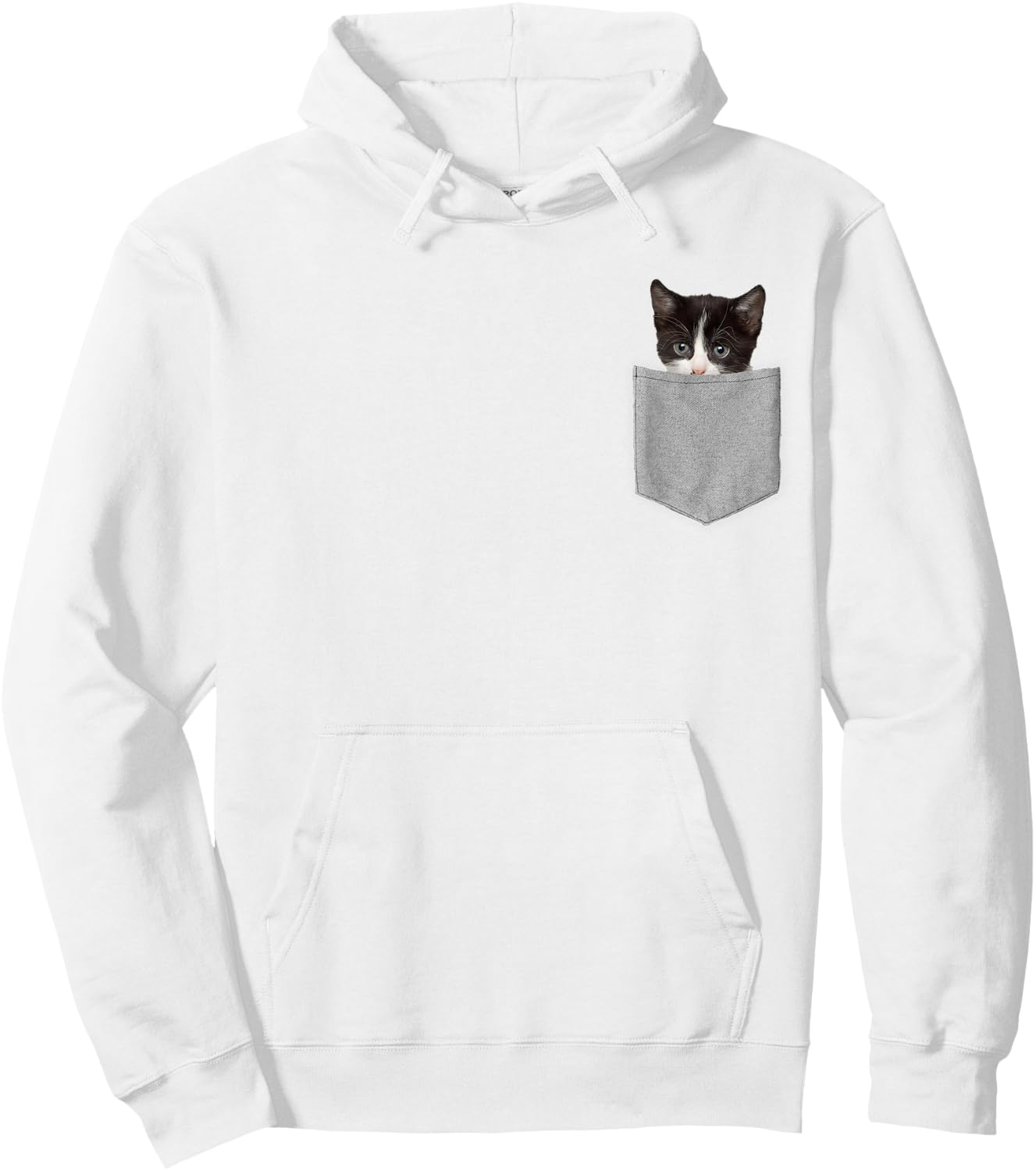 Cute Cat Peeking in Pocket Cat Lover Hoodie - Hoodie | White