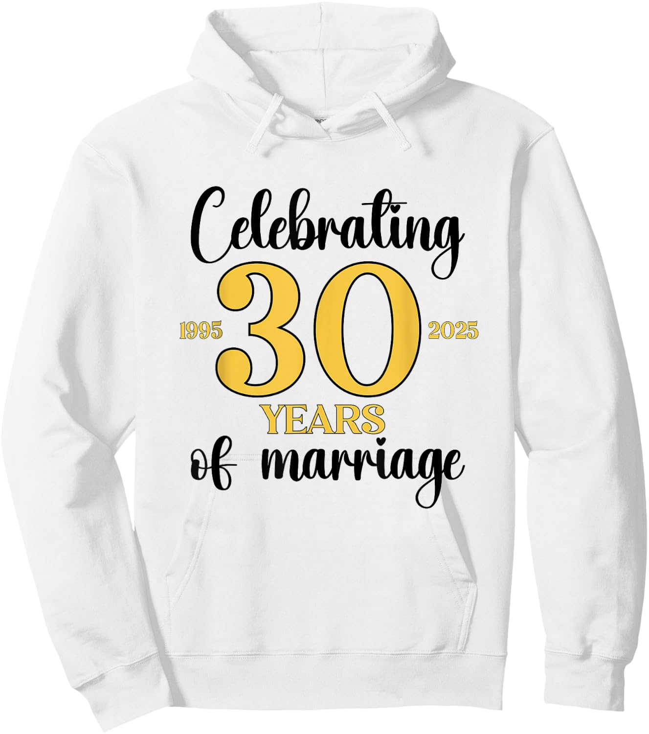 30 Years Of Marriage Est. 1995 2025 30th Wedding Anniversary Hoodie - Hoodie | White
