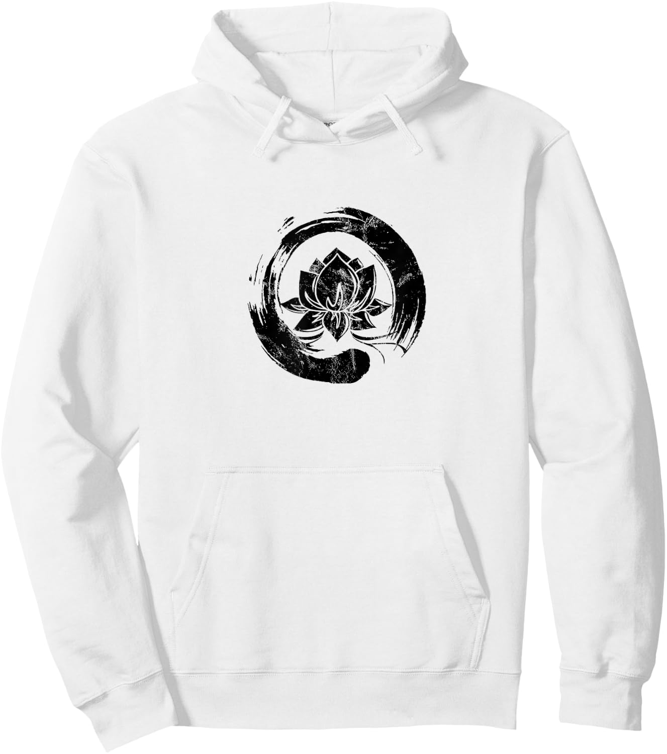 Enso Zen Circle of Enlightenment Lotus Vintage Hoodie - Hoodie | White