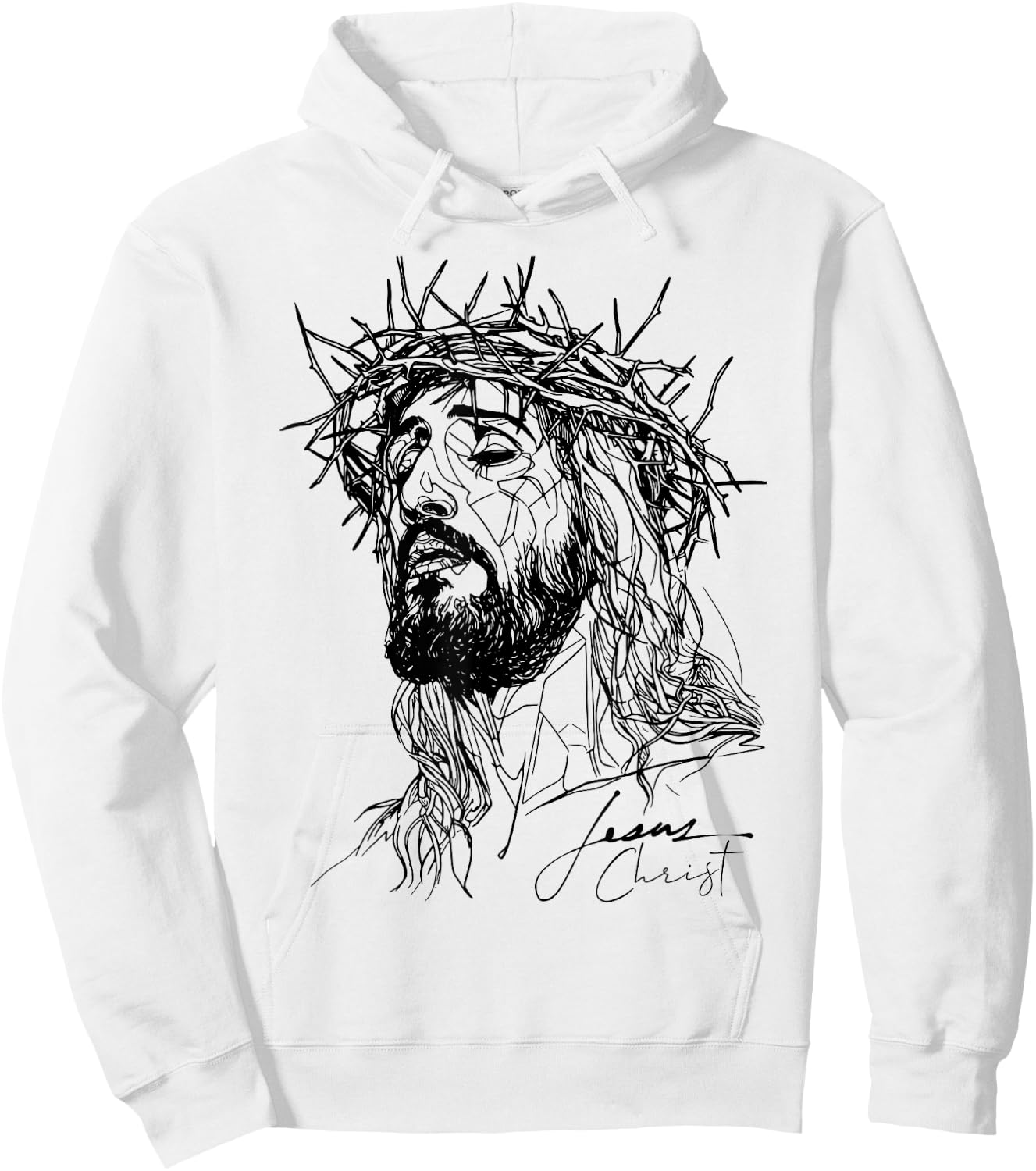 Jesus thorn crown - Jesus line drawing artwork Hoodie - Hoodie | White