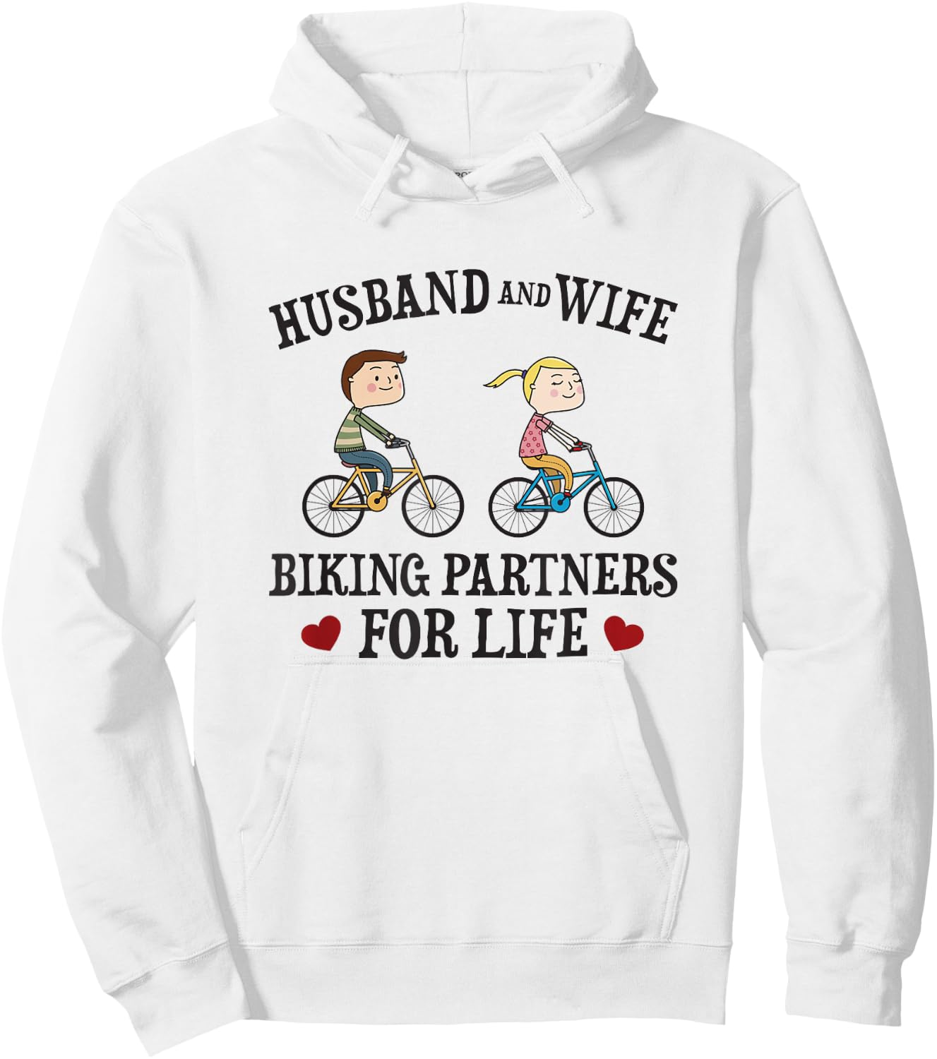 Husband Wife Biking Partners For Life - Funny Cycling Hoodie - Hoodie | White
