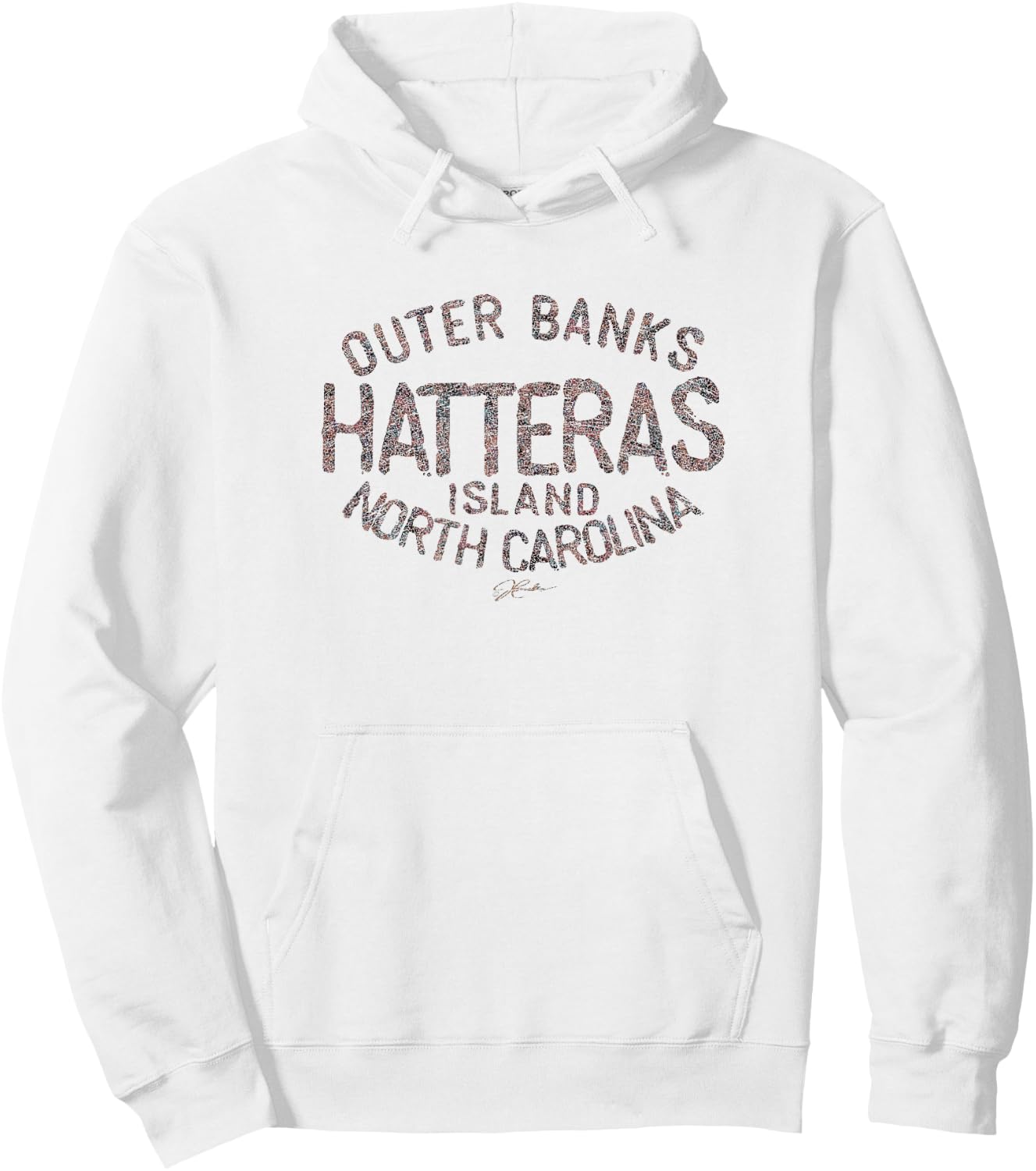 JCombs: Hatteras Island, Outer Banks, NC (Distressed) Hoodie - Hoodie | White