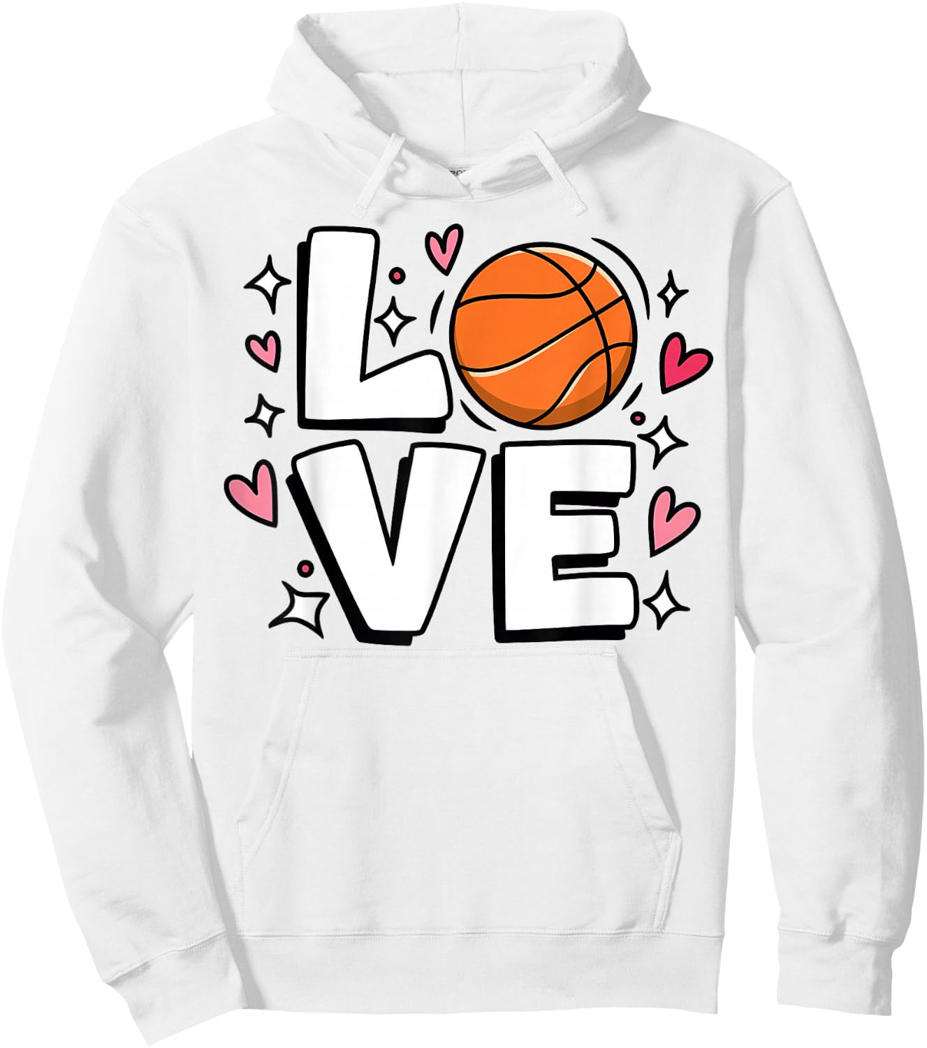 Cute Basketball LOVE Teen Girls and Women Sports Player Hoodie - Hoodie | White