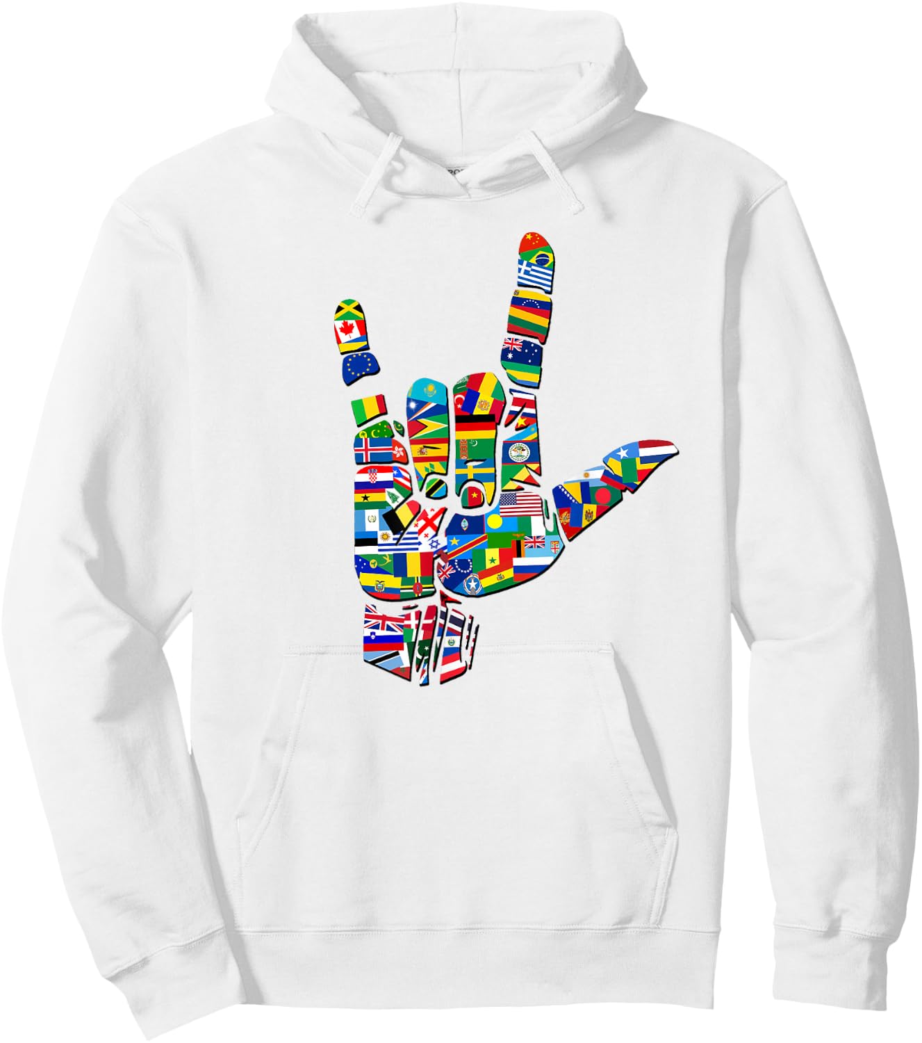 Flags of The Countries of The World, Love Sign Hoodie - Hoodie | White