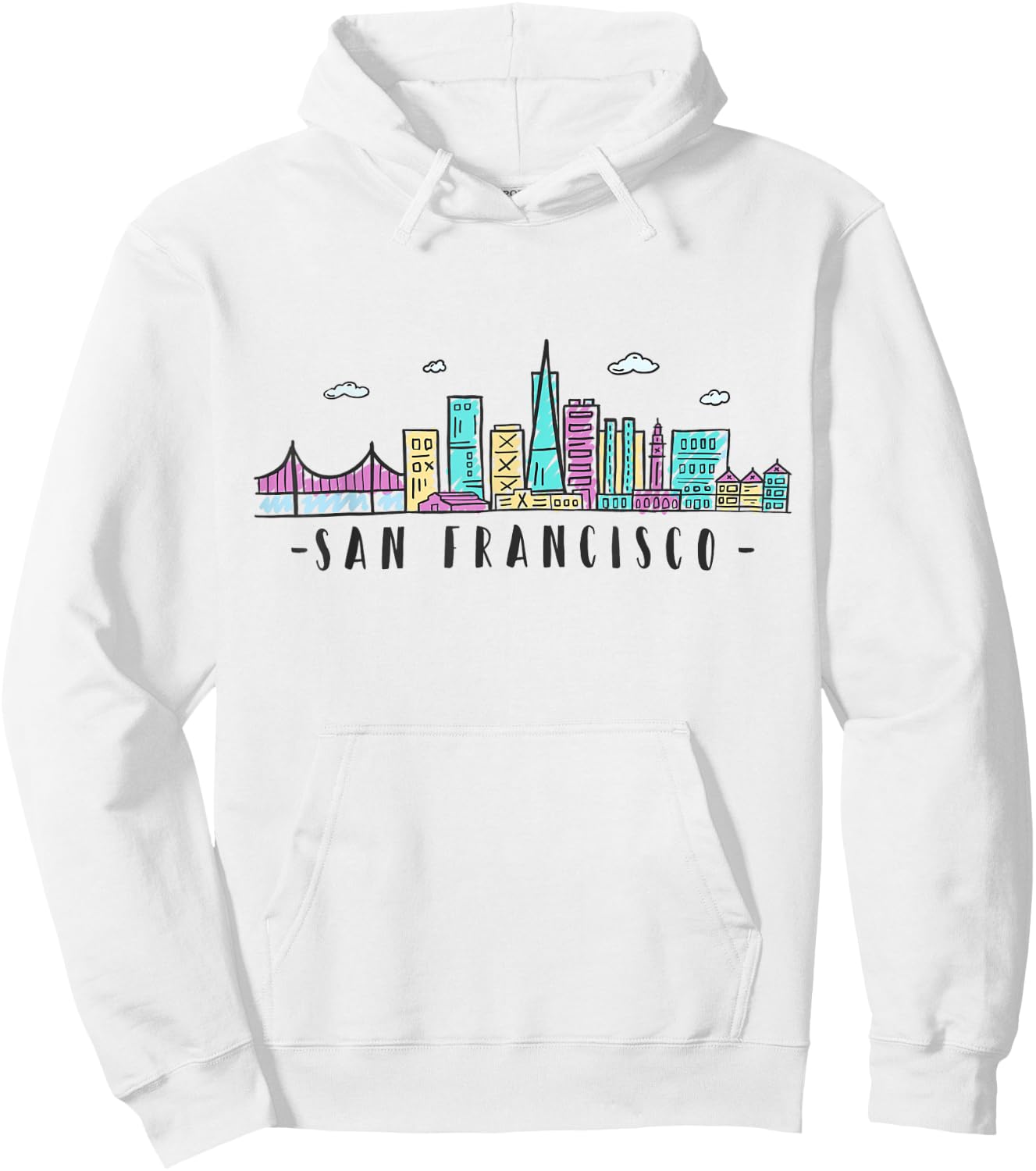 San Francisco Skyline Golden Gate Bridge USA California Hoodie - Hoodie | White