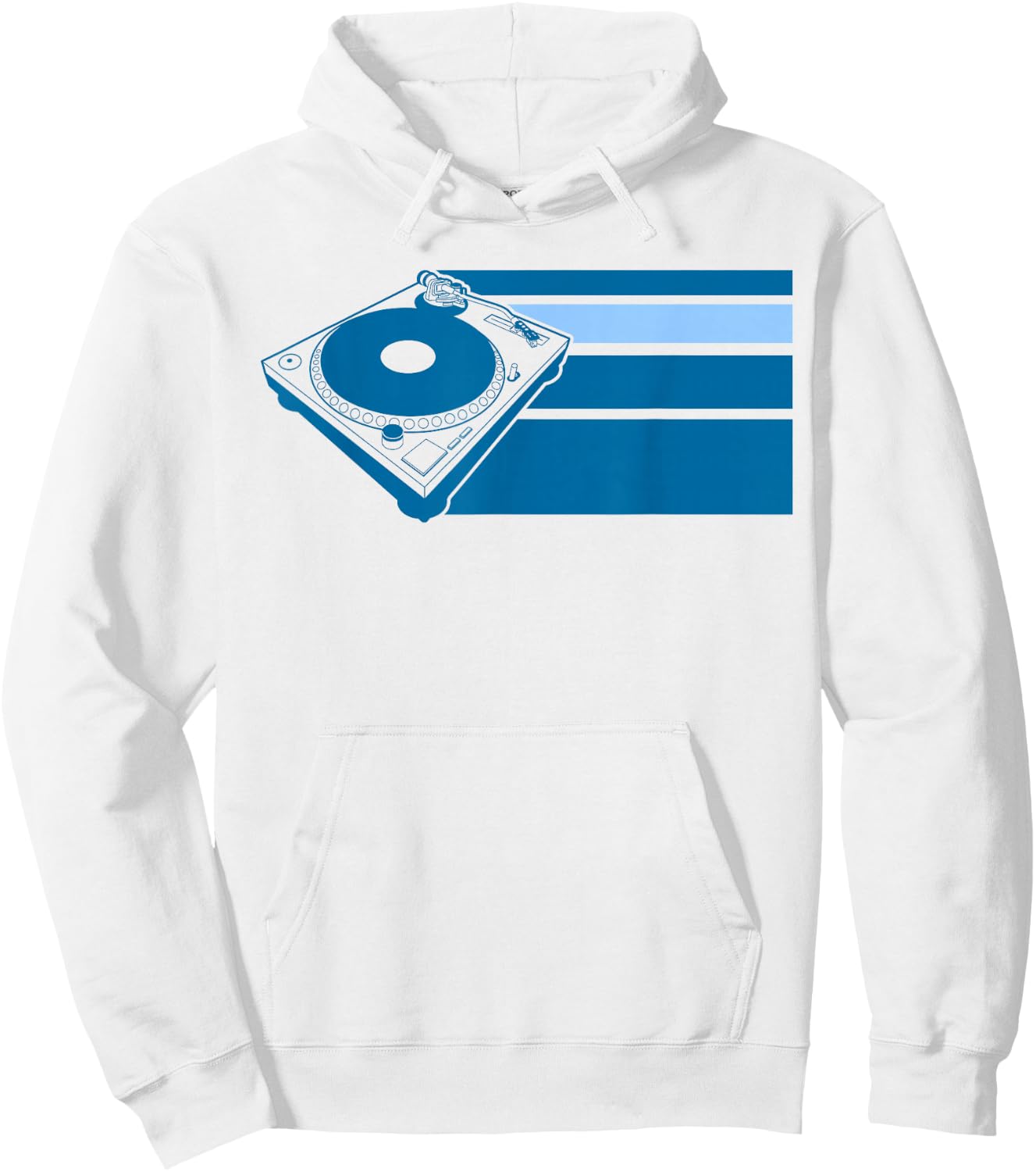 DJ Turntable Blue Hoodie - Hoodie | White