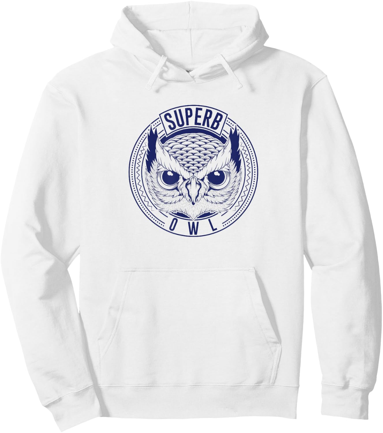 The Superb Owl Apparel - Grey Owl Print - -Adults, Kids - Small - Short Sleeve - Classic Fit - Polyester 100% Hoodie - Hoodie | White