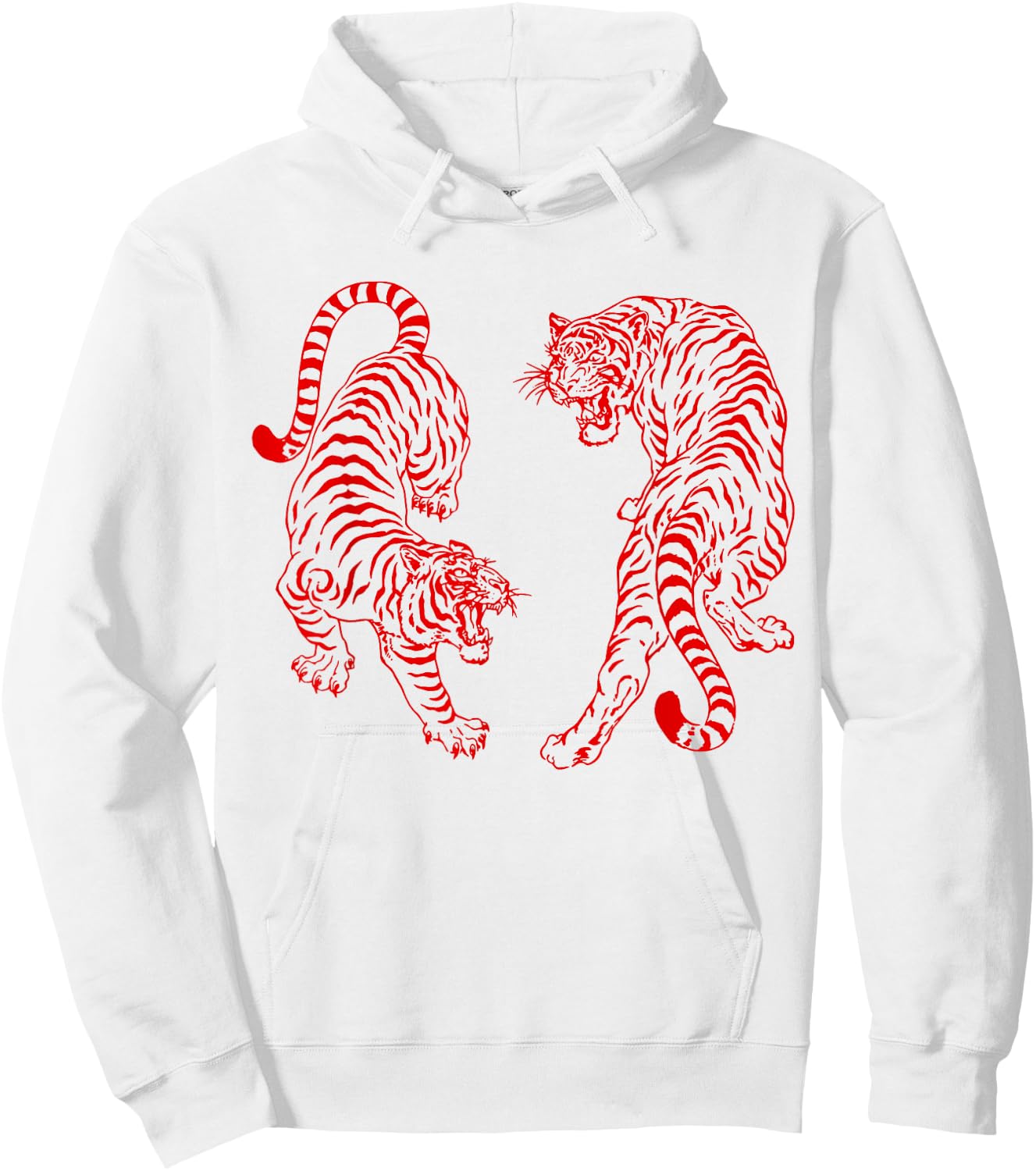 Vintage Tiger Yin Yang Graphic Men Women Hoodie - Hoodie | White