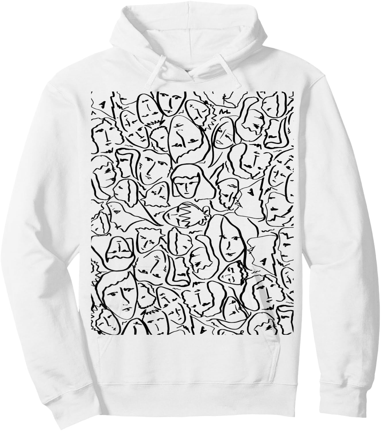 Elios Shirt Faces in Black Ink Hand Drawn Art Hoodie - Hoodie | White