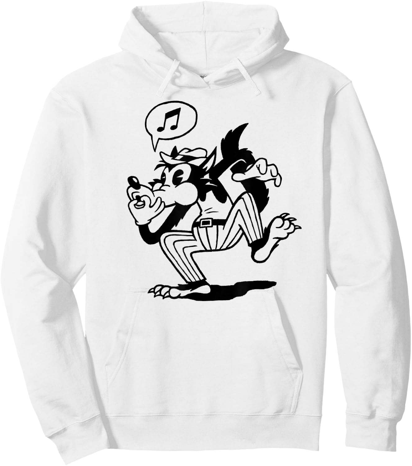 Vintage Cartoon Wolf Whistle Hoodie - Hoodie | White