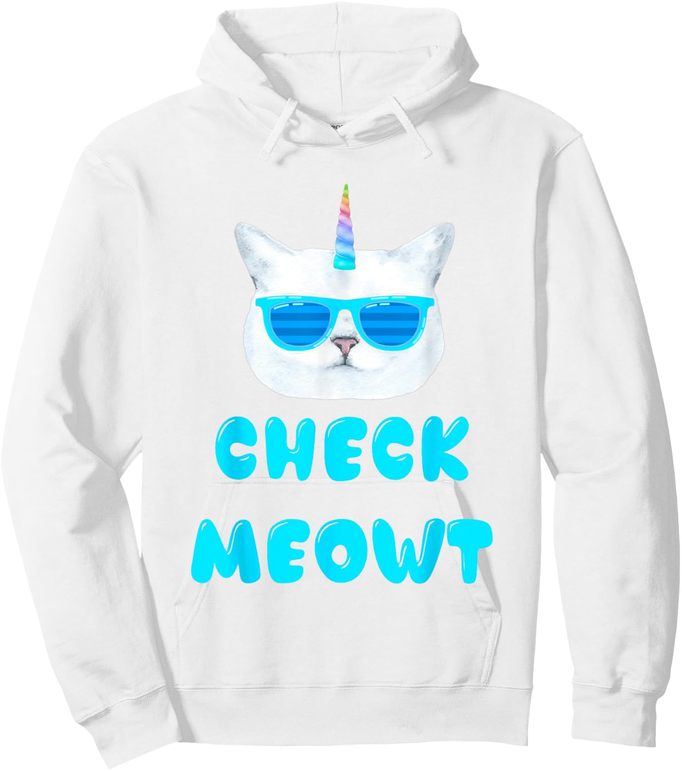Check Meowt Caticorn T shirt Hoodie - Hoodie | White