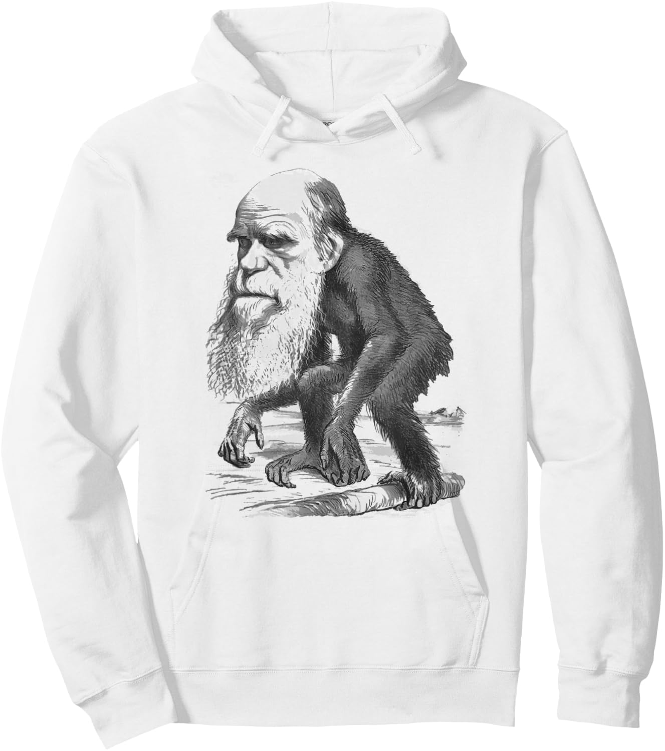 Charles Darwin Monkey Vintage Cartoon Hoodie - Hoodie | White