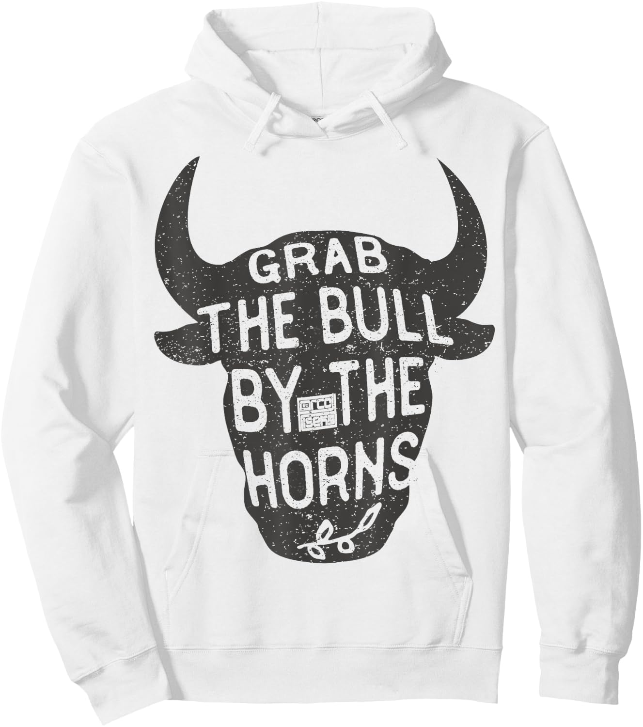 Vintage Inspiration Grab Bull Horns Rodeo Cow Riding Hoodie - Hoodie | White