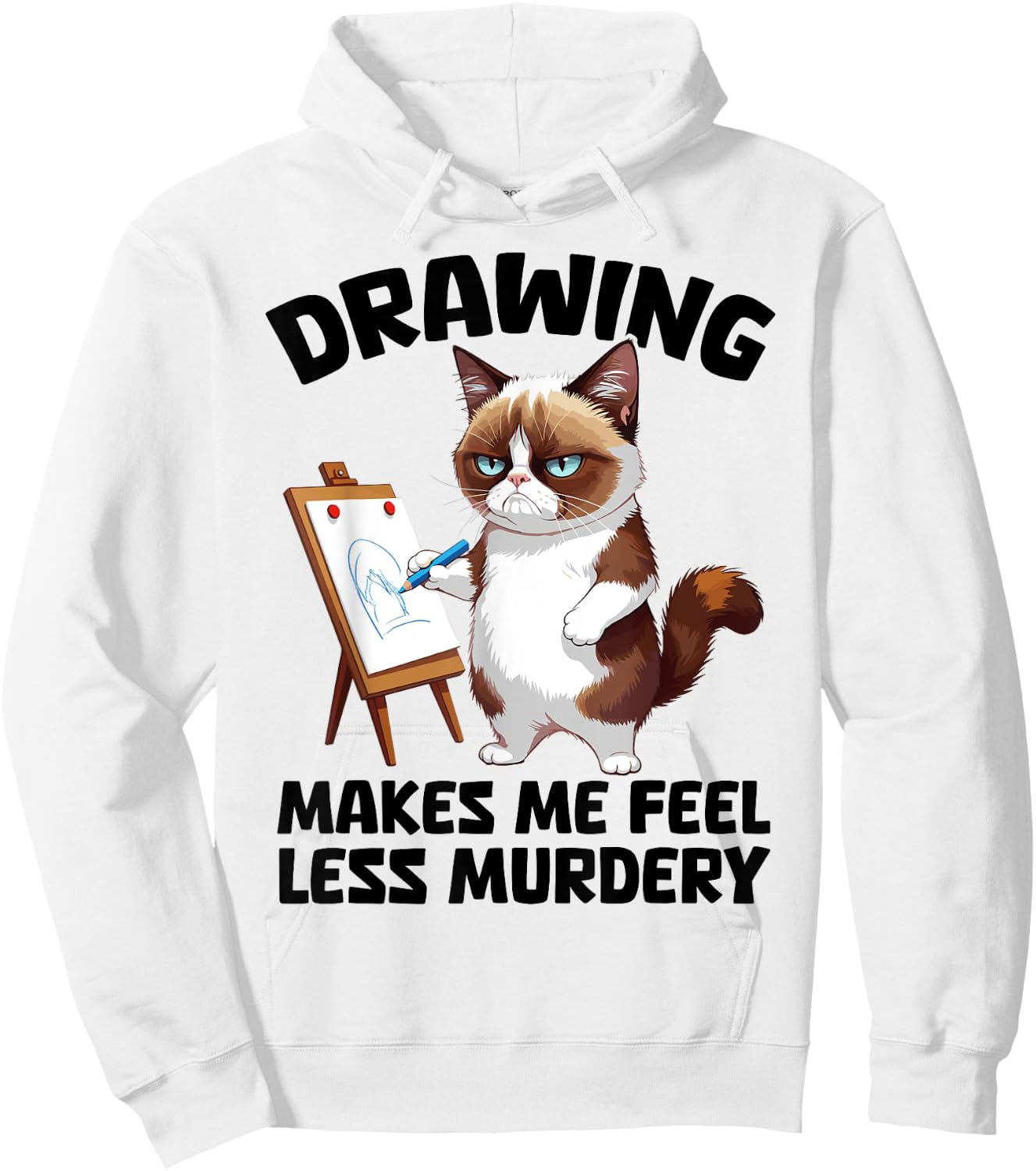 Drawing makes me feel less Murdery cat Drawing women Hoodie - Hoodie | White