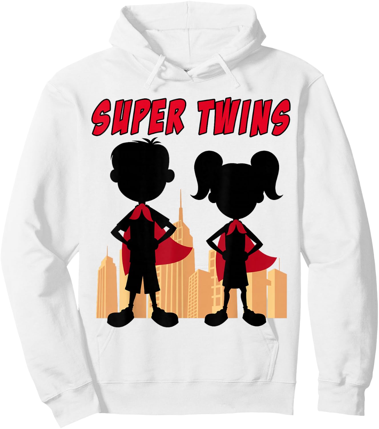 Boy and Girl Super Twins - Kids Twin Superhero Comic Hoodie - Hoodie | White
