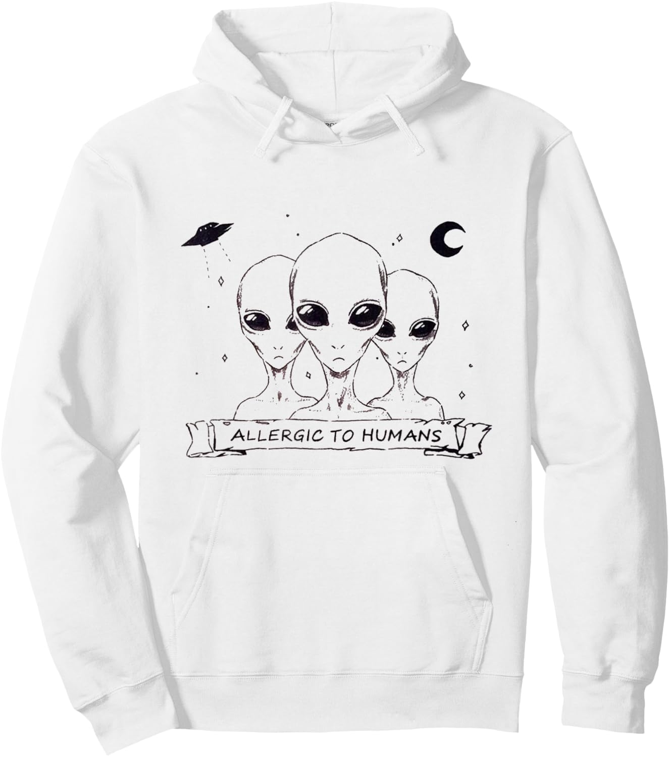 Allergic to Humans Aliens Hoodie - Hoodie | White