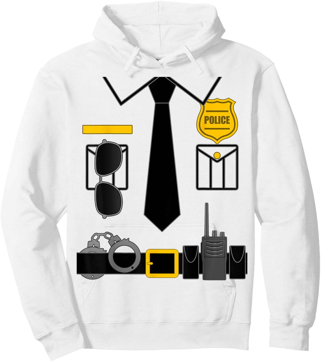 Police Costume for Kids & Adults Halloween Police Officer Hoodie - Hoodie | White