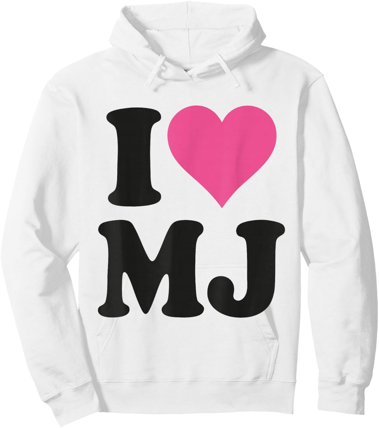 I Love MJ Fan Merch Pink Heart Initials Design M.J. Hoodie - Hoodie | White