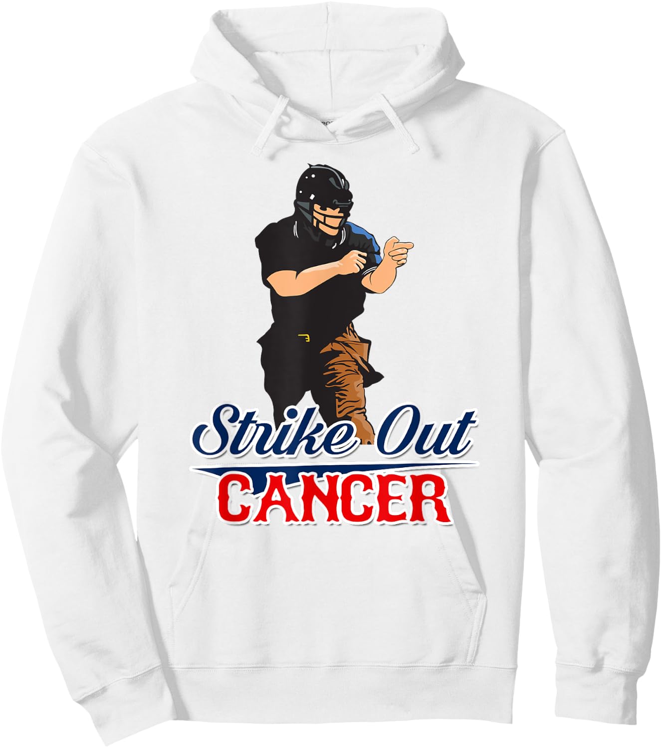 StriKe Out Cancer Trendy Baseball Umpire Support Hoodie - Hoodie | White
