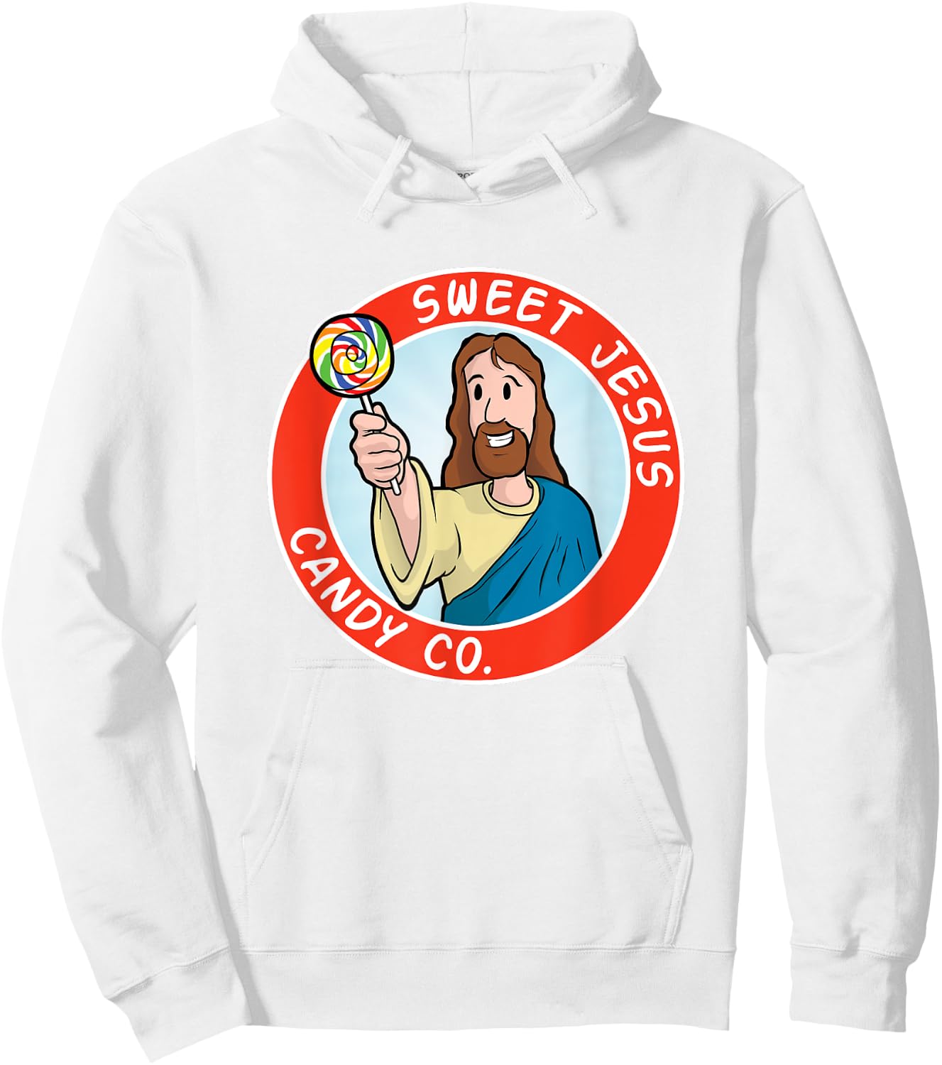 Sweet Jesus Candy Co. Christ Lollipop Parody Logo Hoodie - Hoodie | White