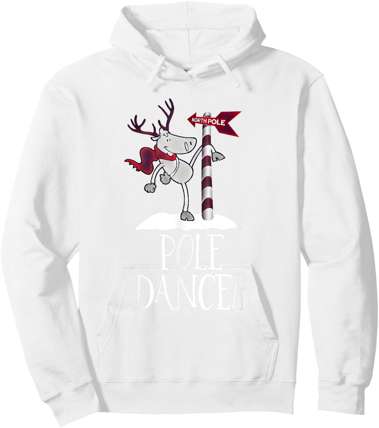 Funny Festive Christmas Pole Dancer North Pole Shirt Hoodie - Hoodie | White